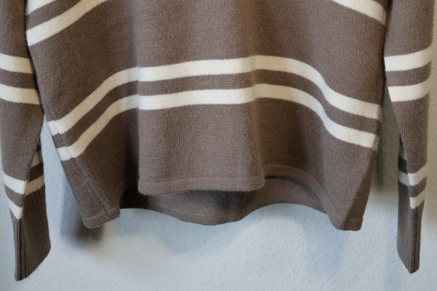 Hem & Thread- Notch Neck Striped Sweater
