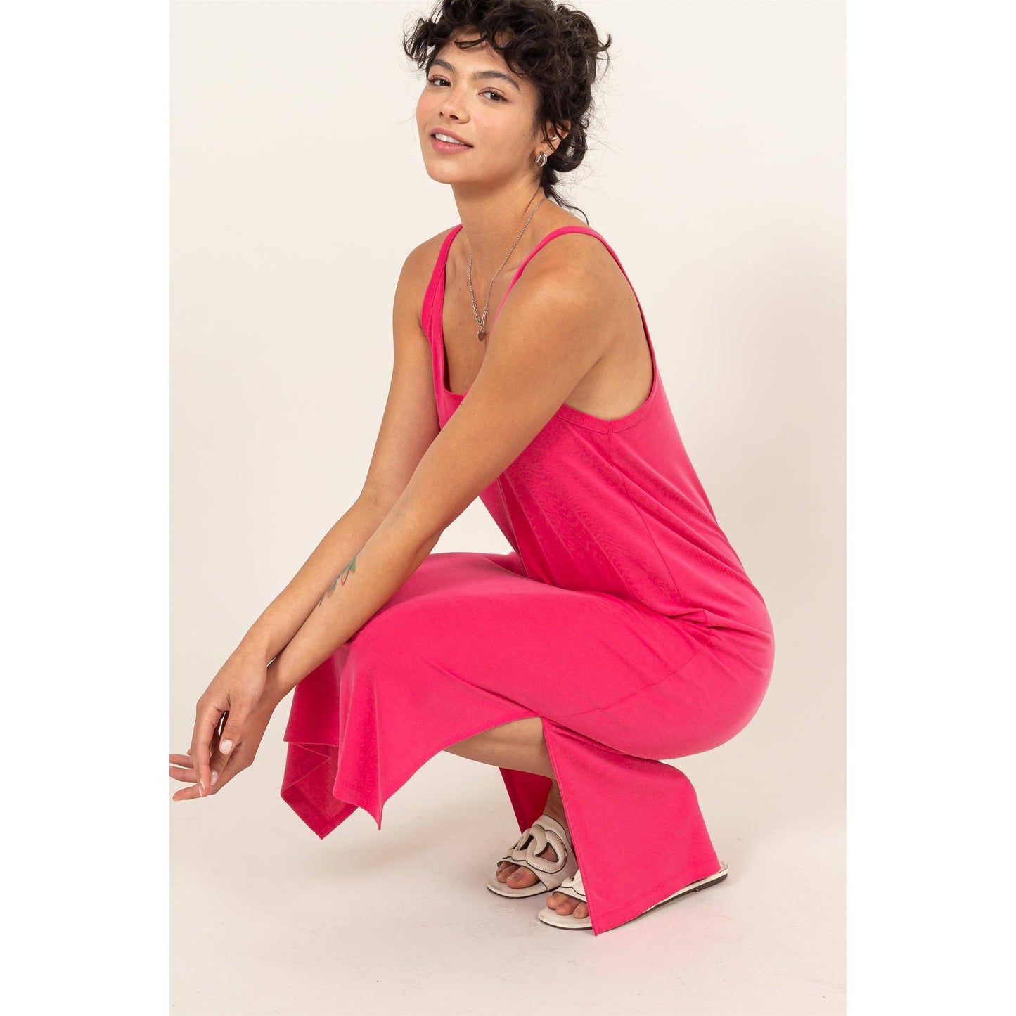 HYFVE-Soft V-Neck Midi Dress