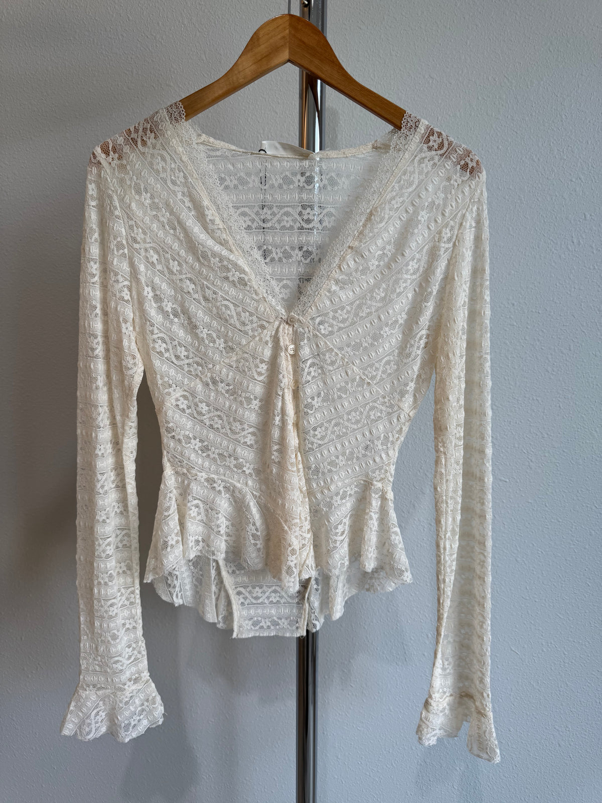 Once In A Lifetime lace long sleeve sheer top