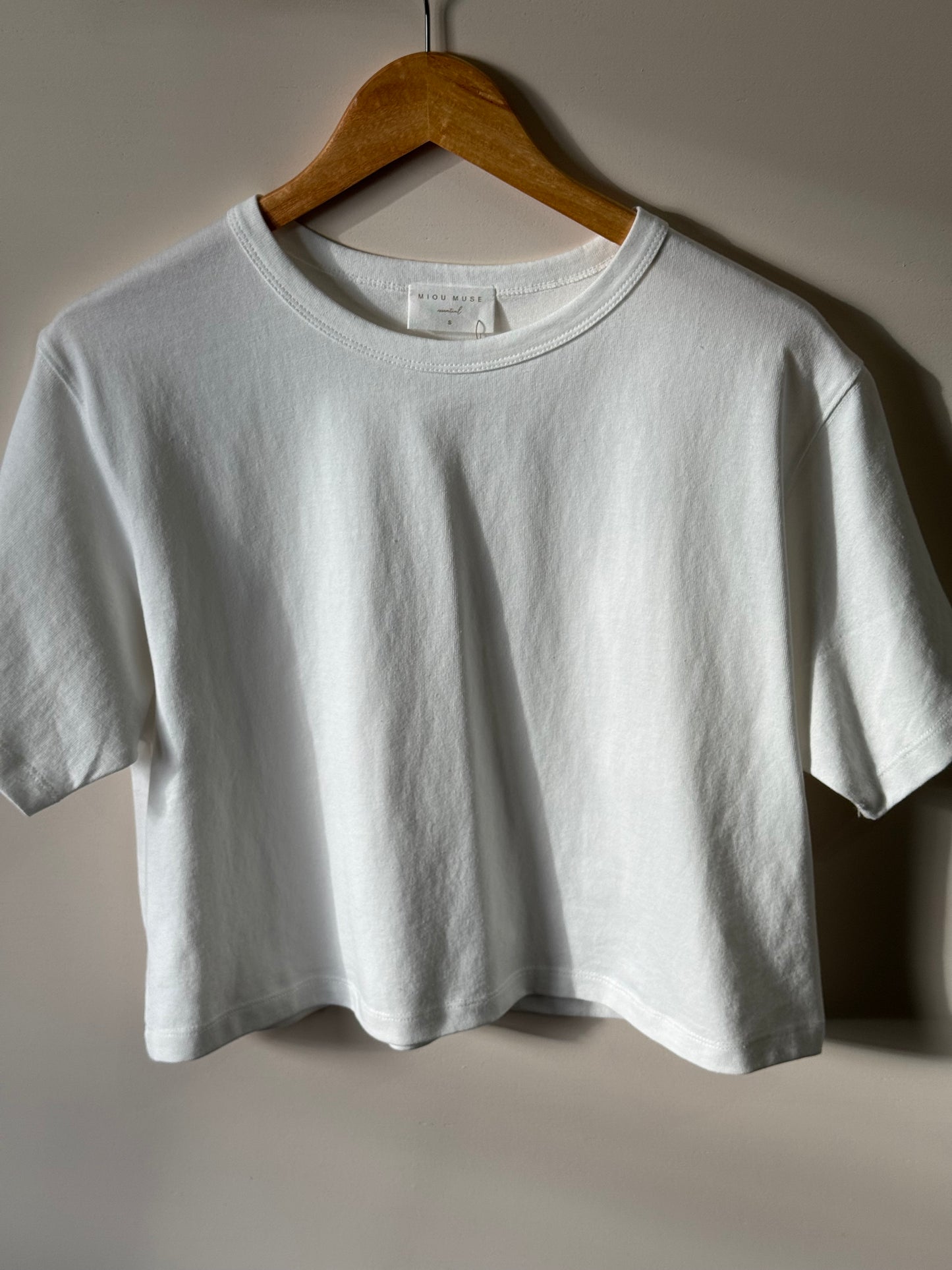 Miou Muse - White Short-sleeve Linen Tee