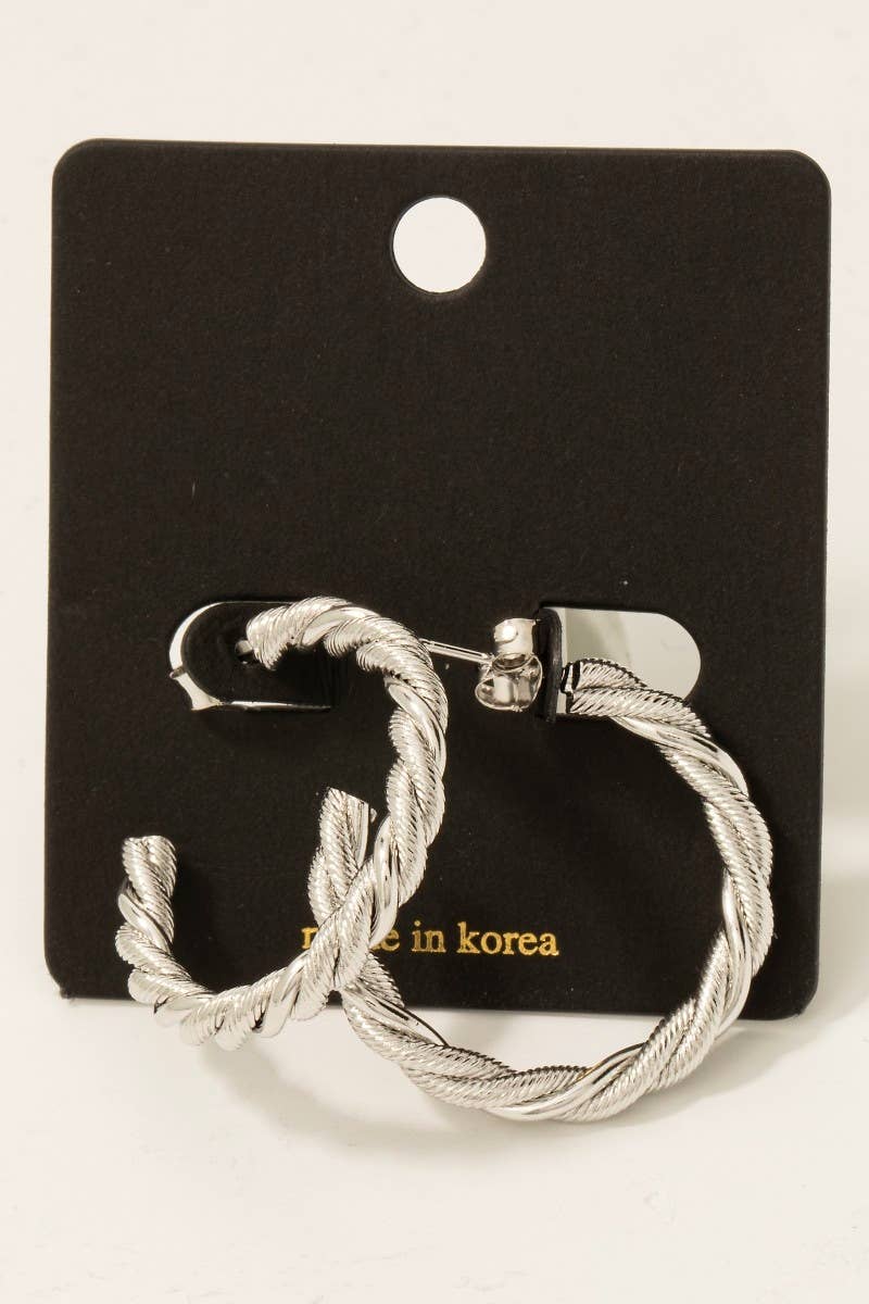 Fame Accessories - Twisted Rope Hoop Earrings
