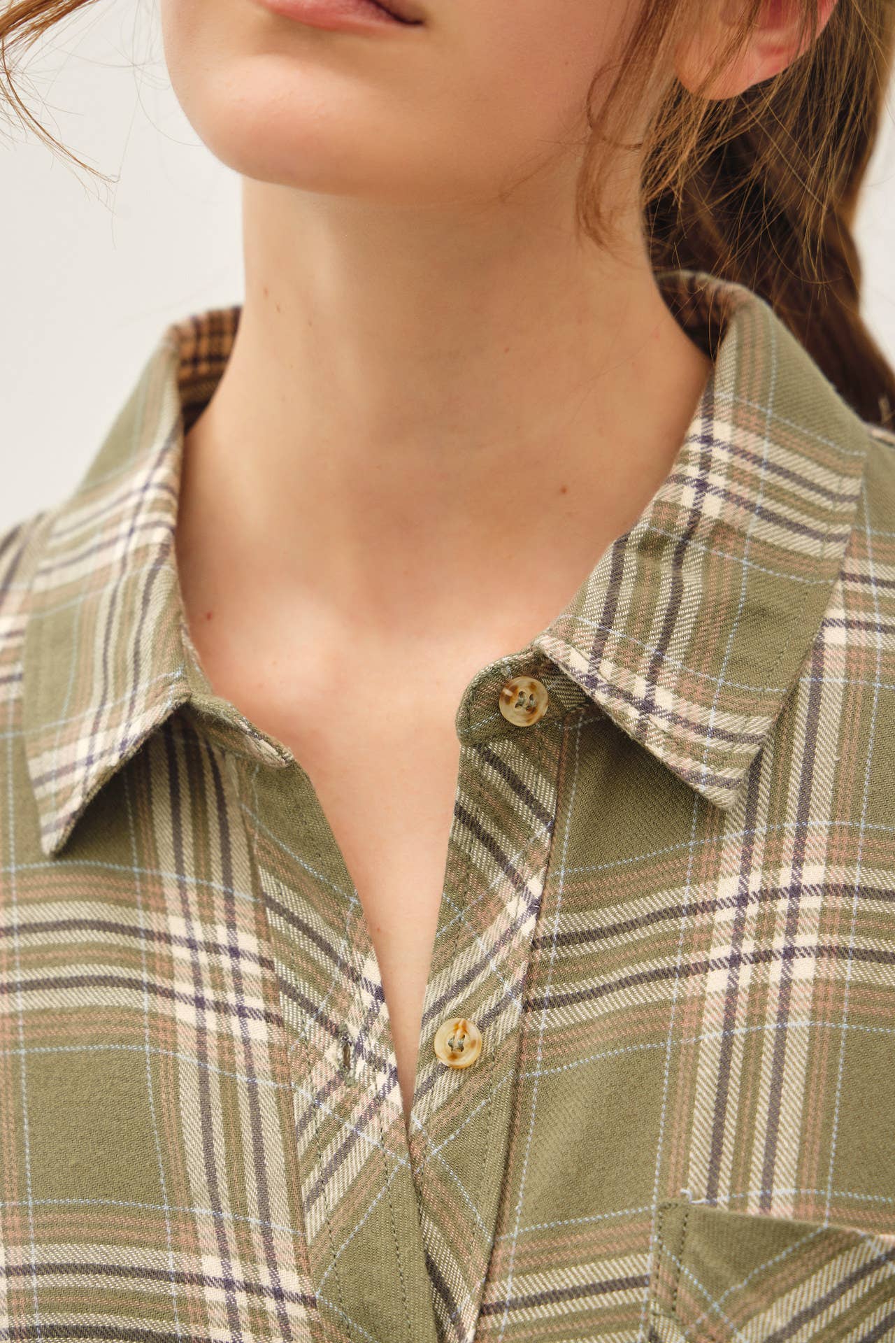 Be Cool - OLIVE PLAID FLANNEL SHIRT