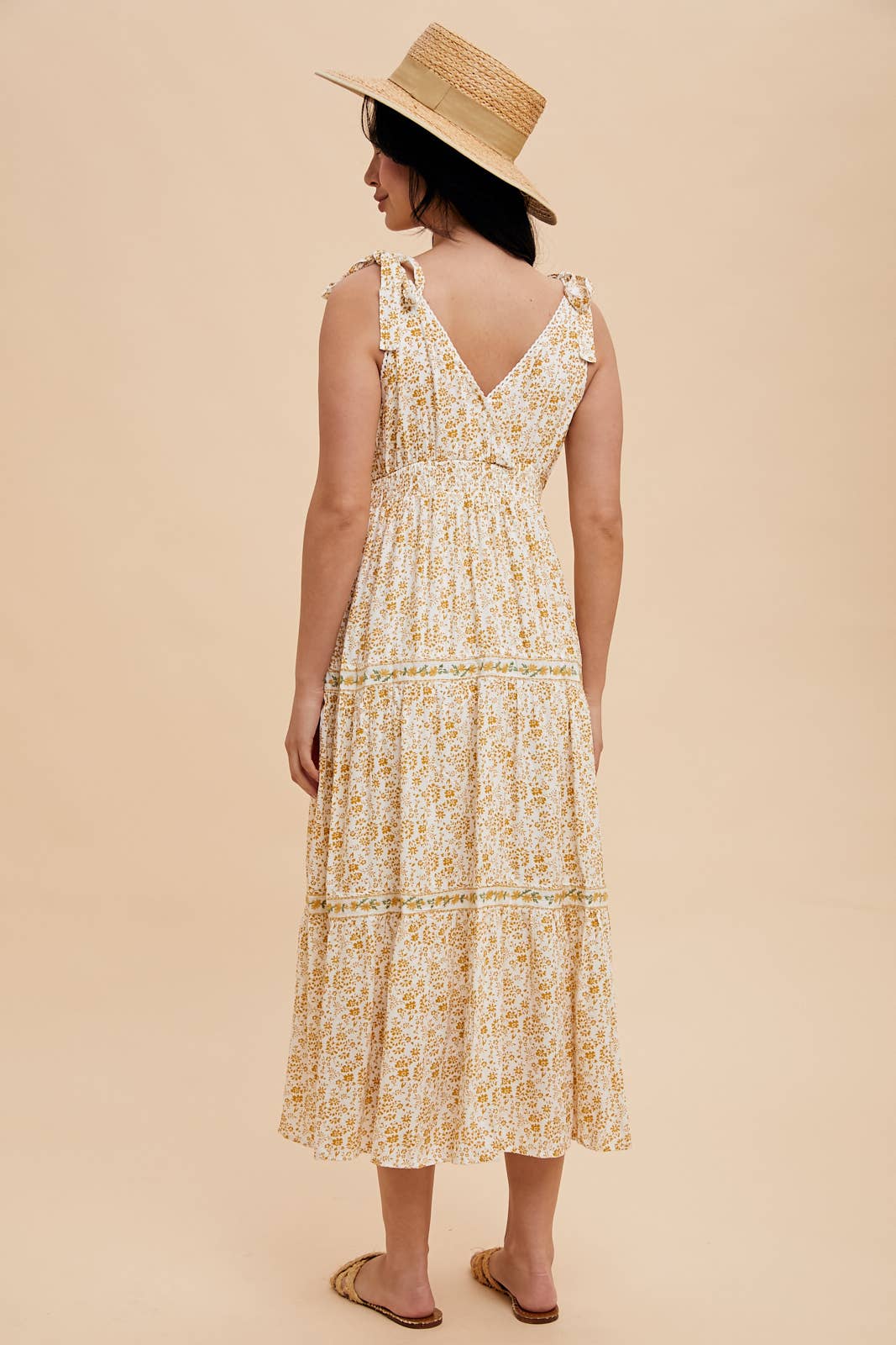 In Loom - TIERED TIE STRAP MIDI DRESS