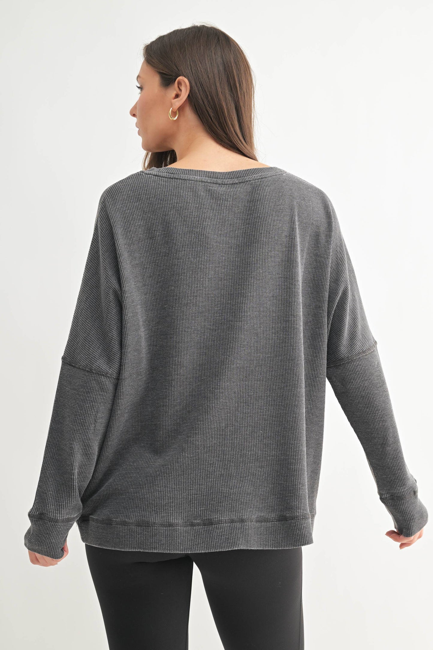 Mono B - Waffle Ribbed Roundneck Pullover