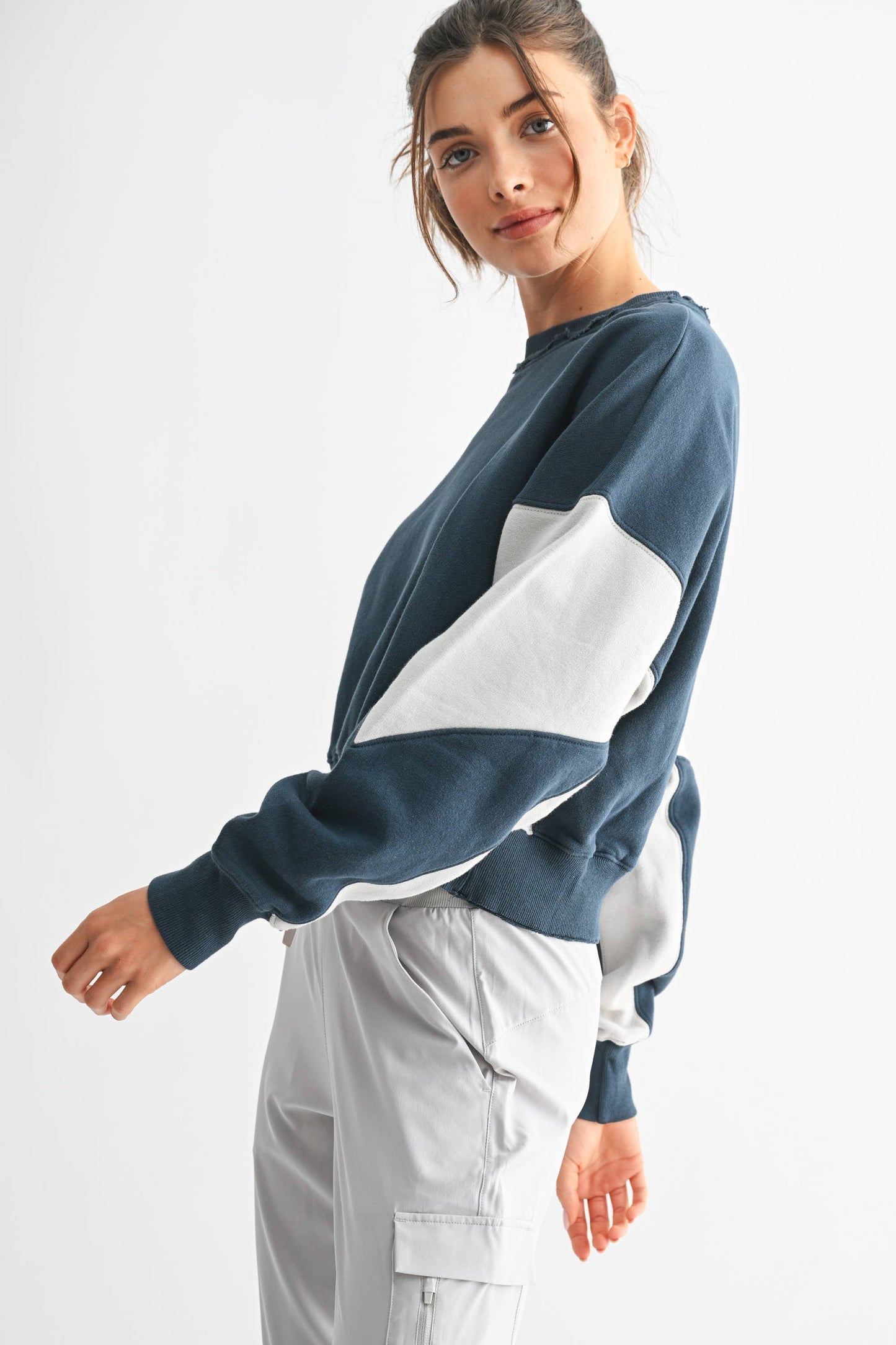 Mono B - Vintage Vibes Color Block Sweatshirt