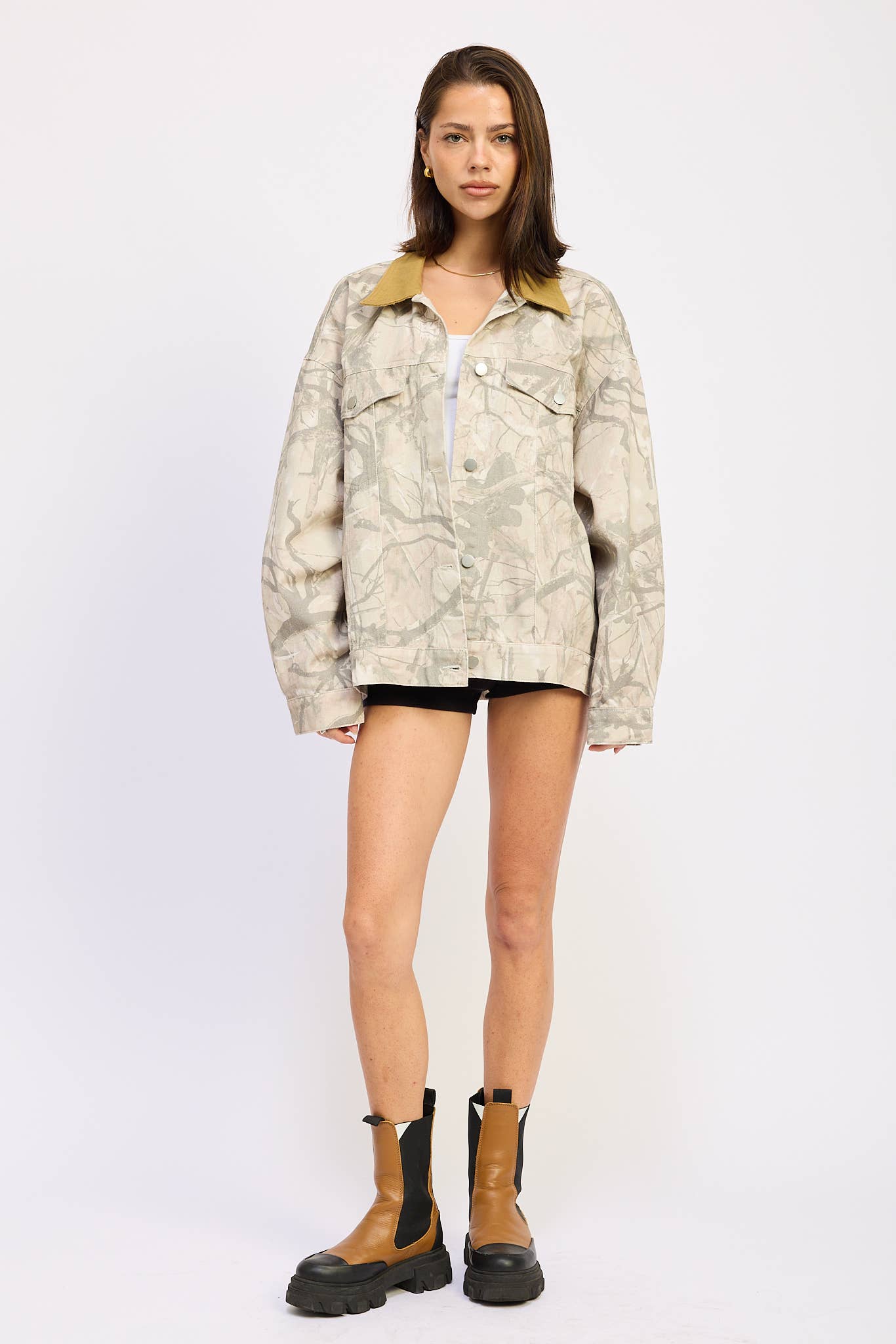 Emory Park - WOOLAND CAMO OVERSIZED TRUCKER JACKET