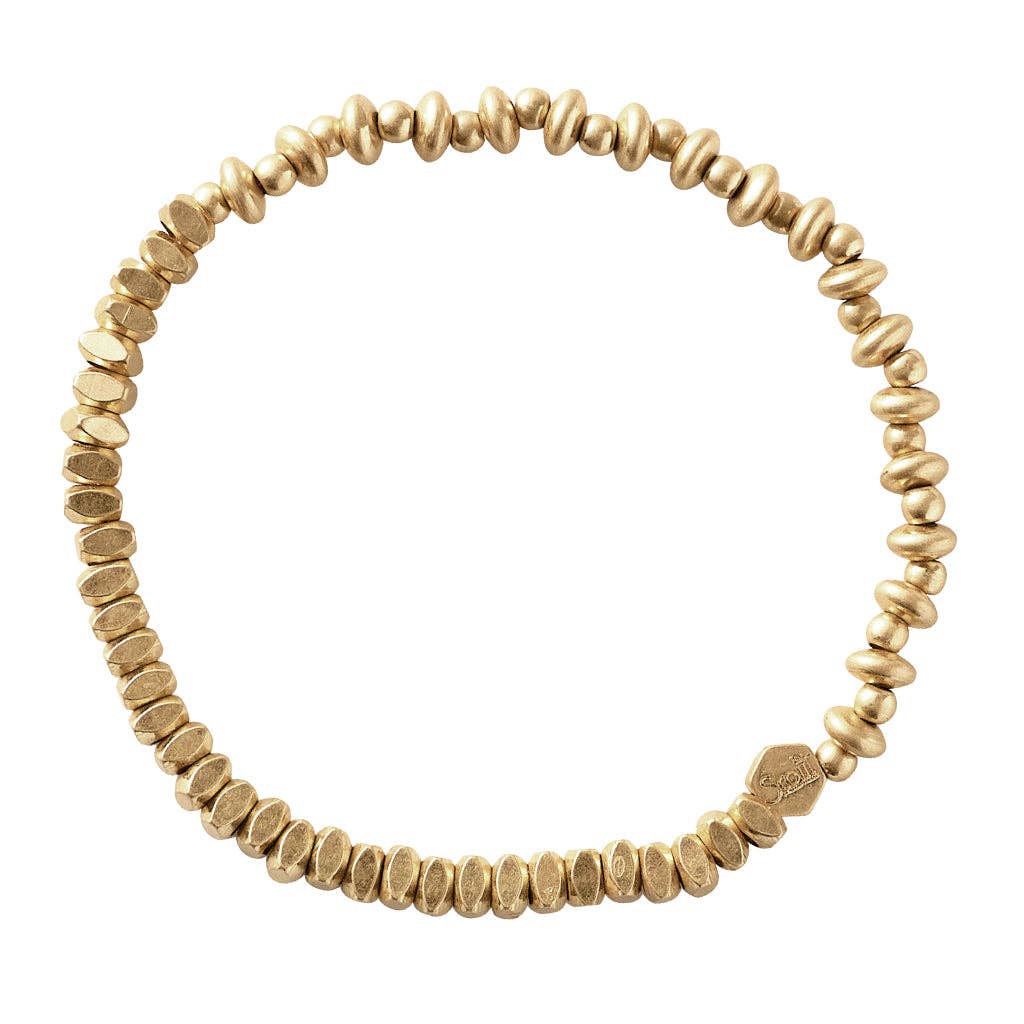 Scout Curated Wears - Mini Metal Stacking Bracelet - Mixed Beads Gold