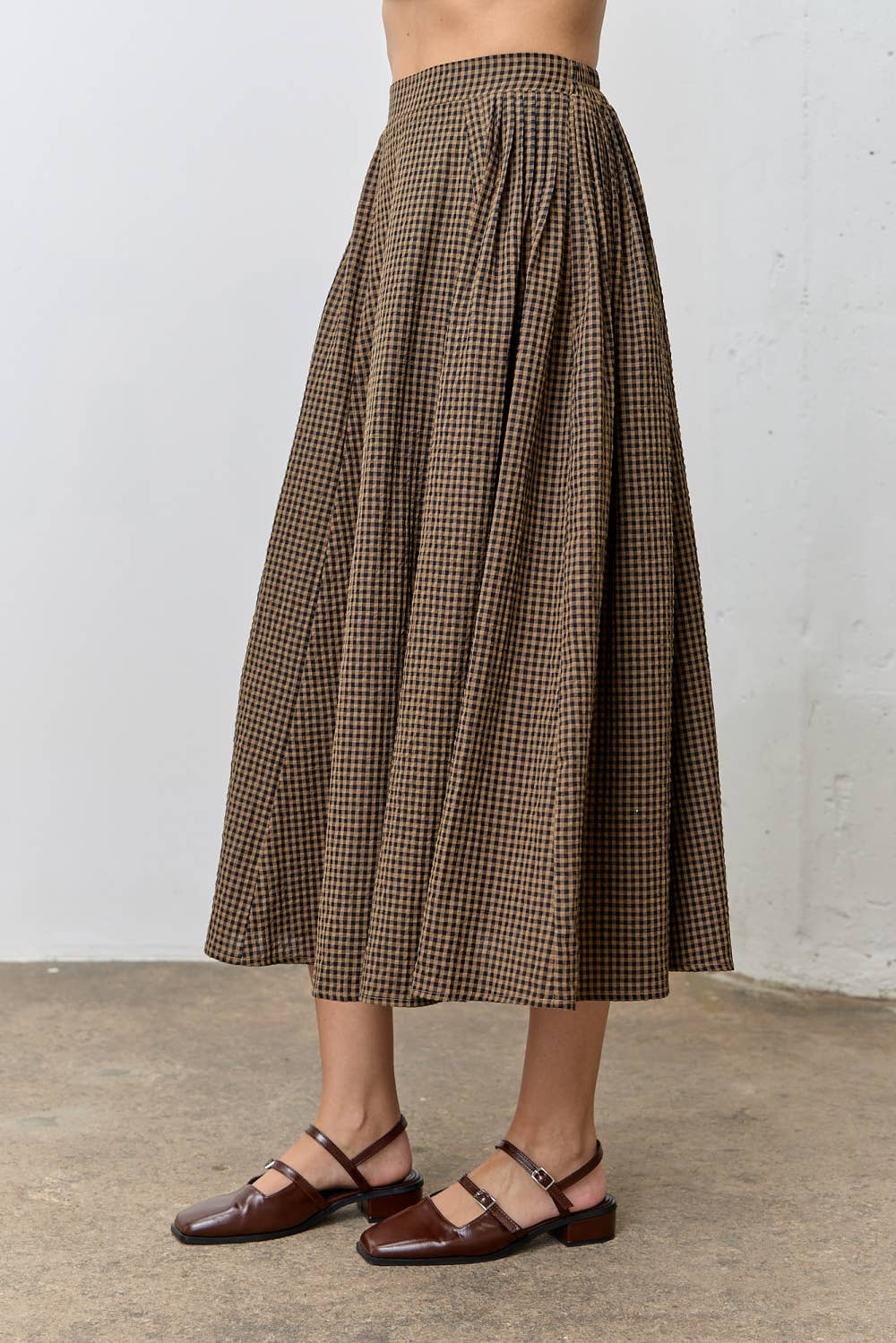 Polagram by Wellmade USA - GINGHAM MAXI SKIRT