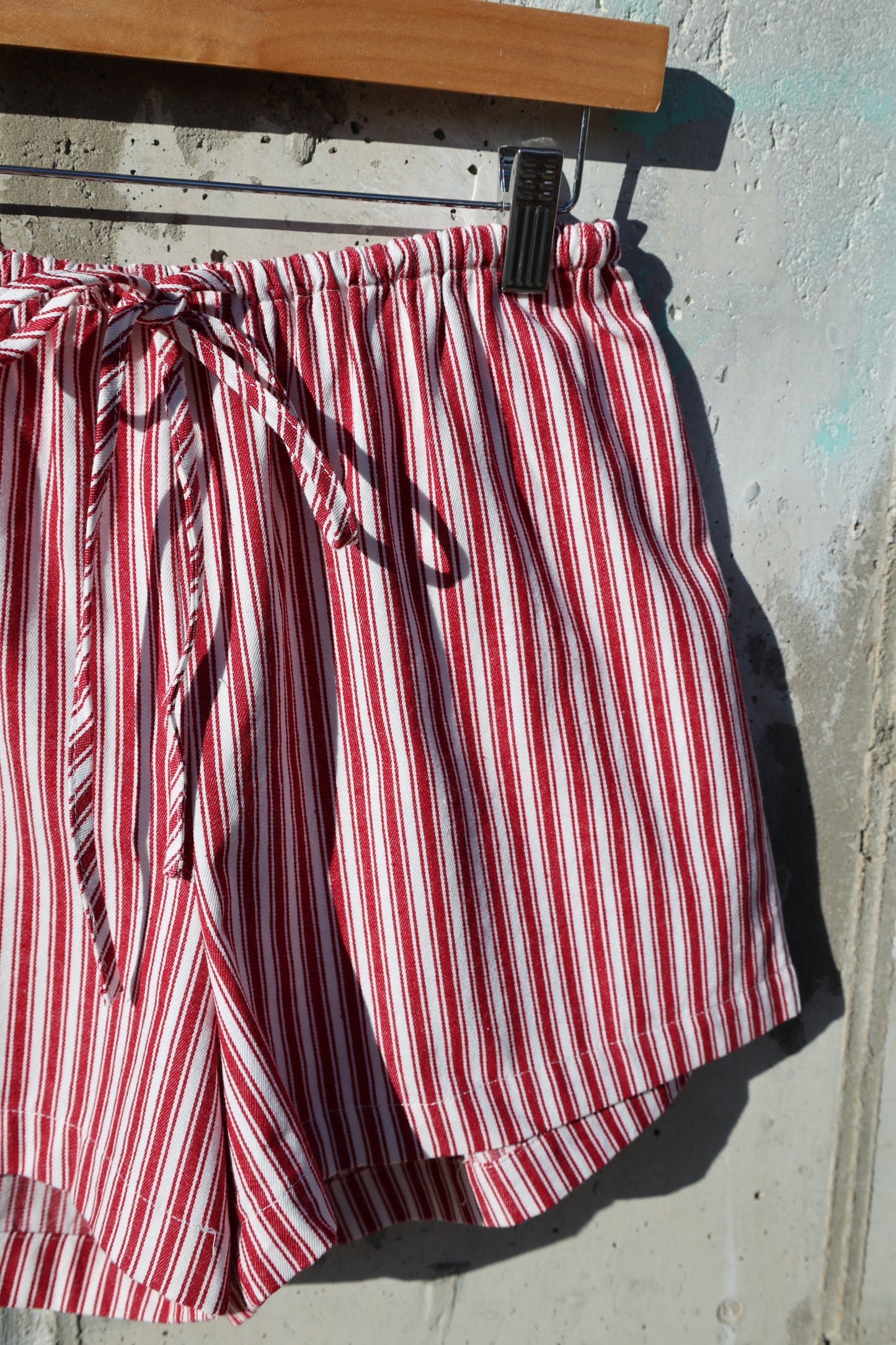 Wishlist - Red/Cream Striped Drawstring Shorts