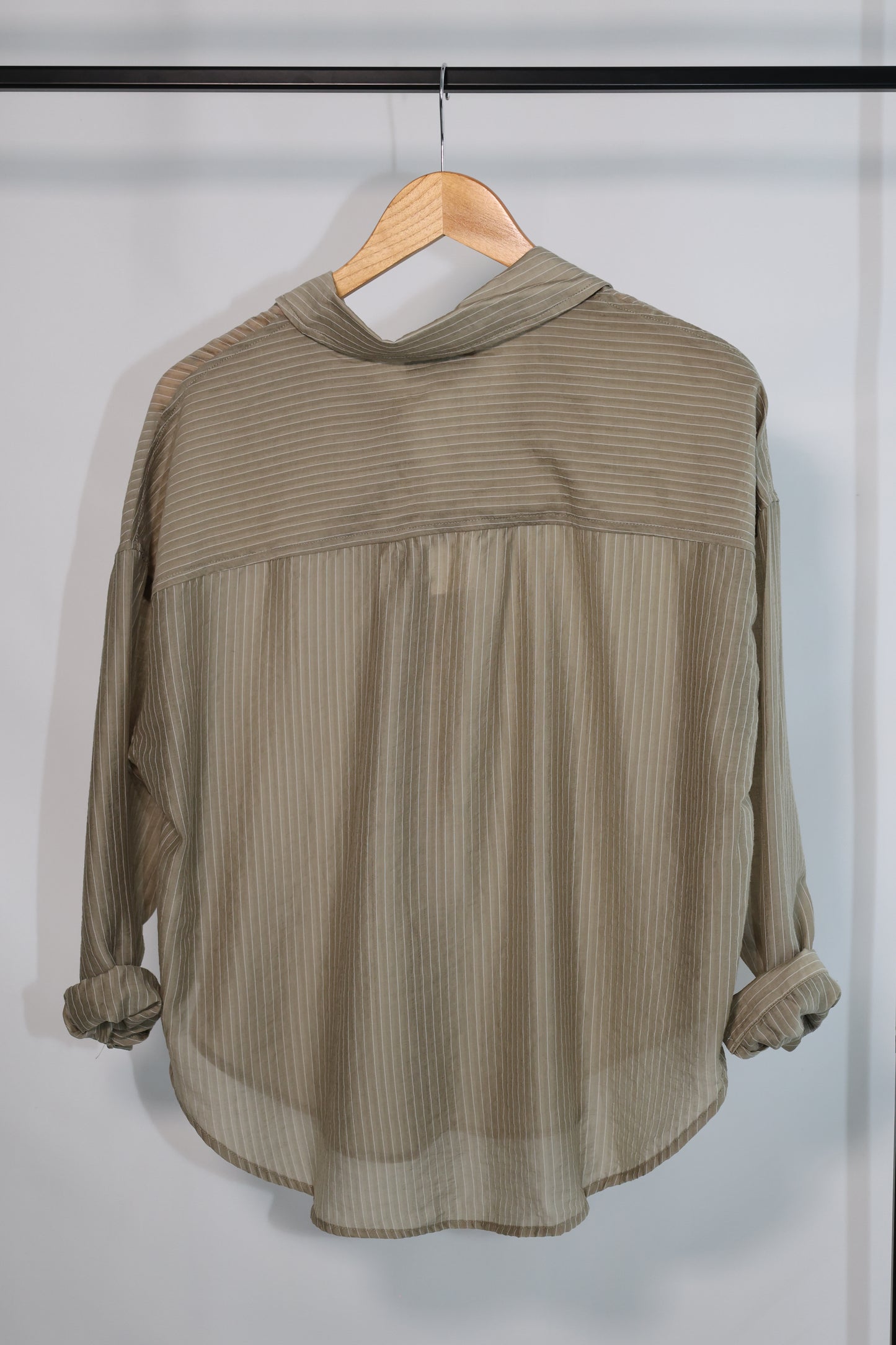 Miou Muse pin striped sheer button front shirt