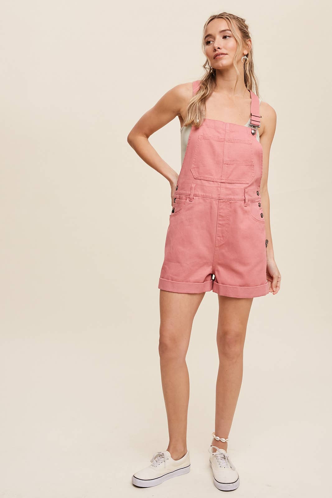 Listicle - Washed Cotton Twill Short Overalls
