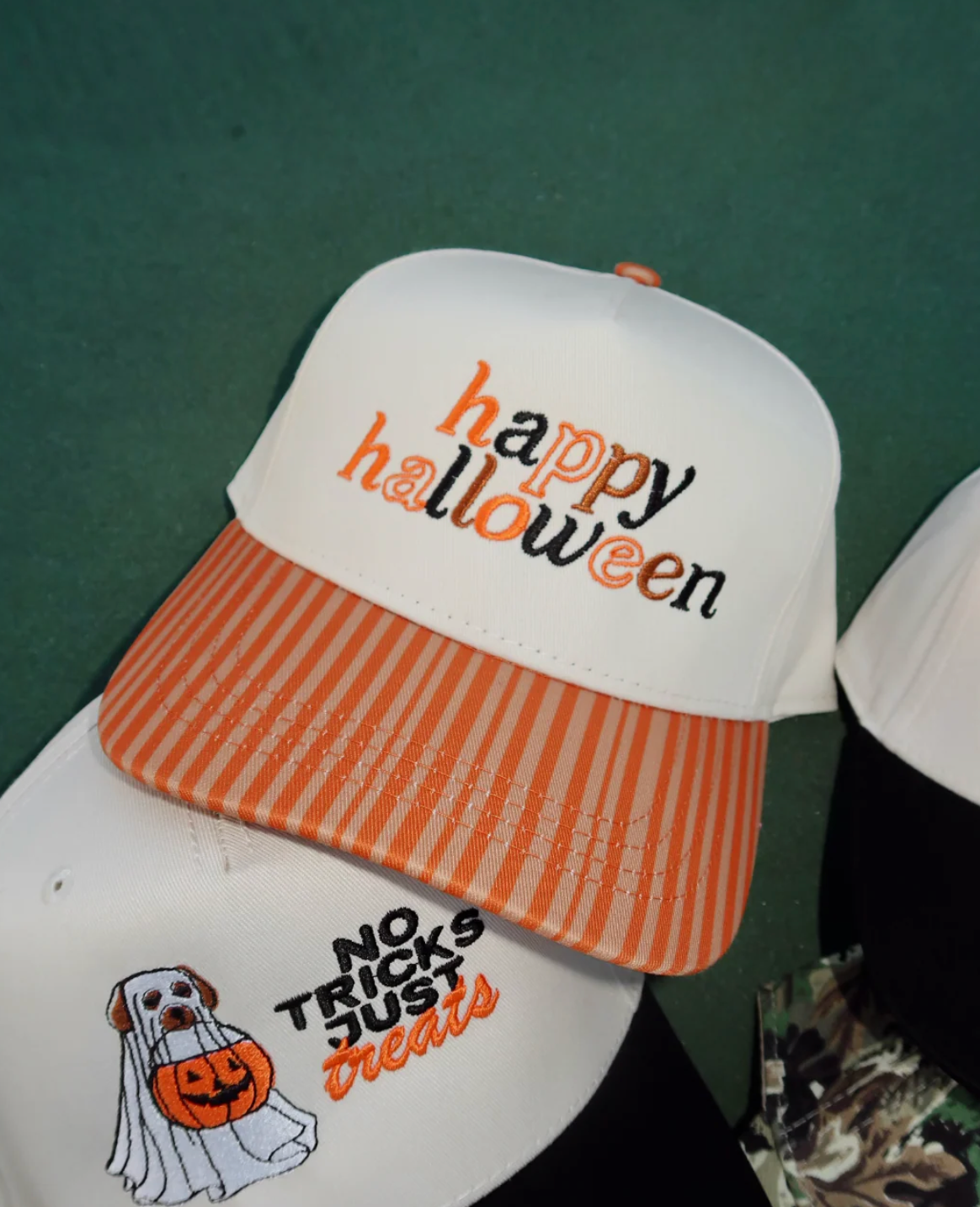 Ruby Moon - Happy Halloween Embroidered Striped Hat