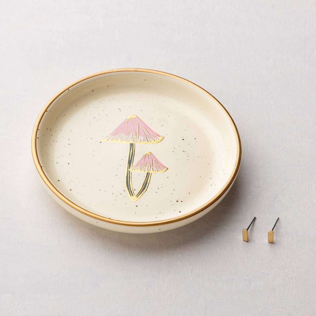 Scout Curated Wears - Jewelry Dish & Stud Earring Set - Mushroom/Oatmeal