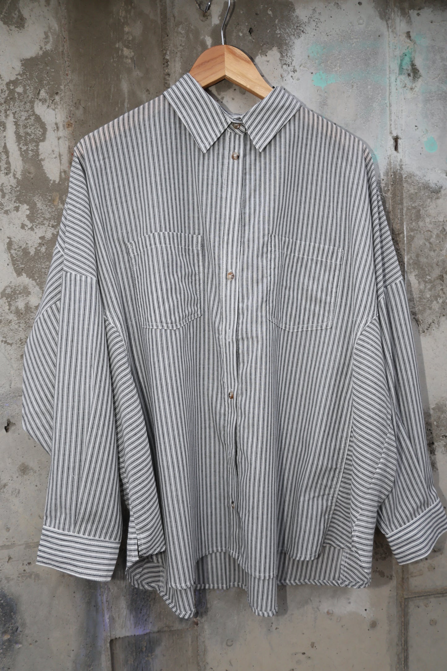 Hyfve - Black Stripe Button-up Long Sleeve Top