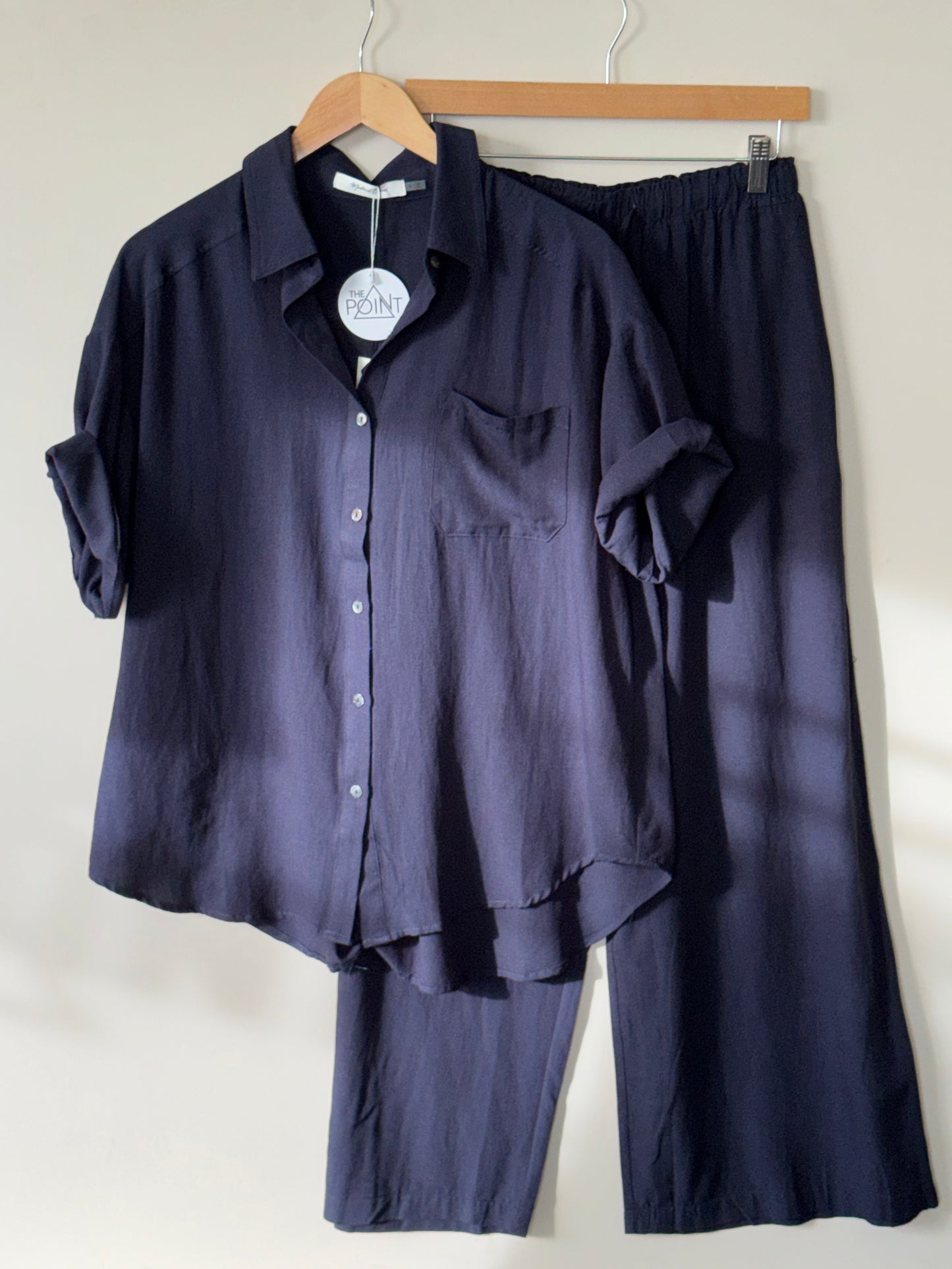 Mustard Seed - Deep Blue Wide Leg Pants w/ Drawstring