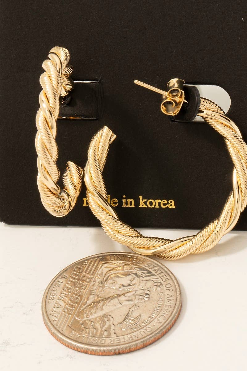 Fame Accessories - Twisted Rope Hoop Earrings