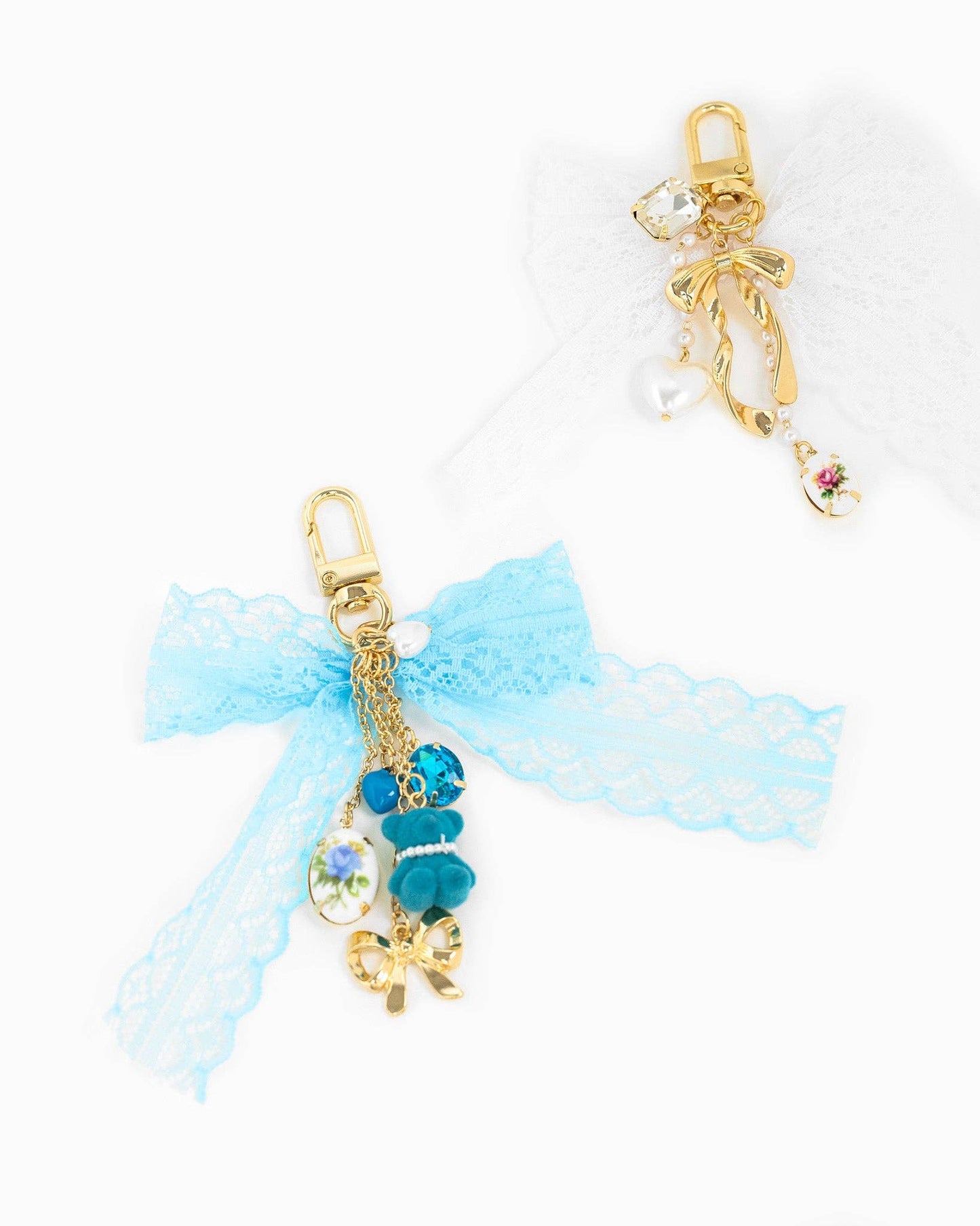 Sessori - Lace Bow Rose Heart Bag Charm