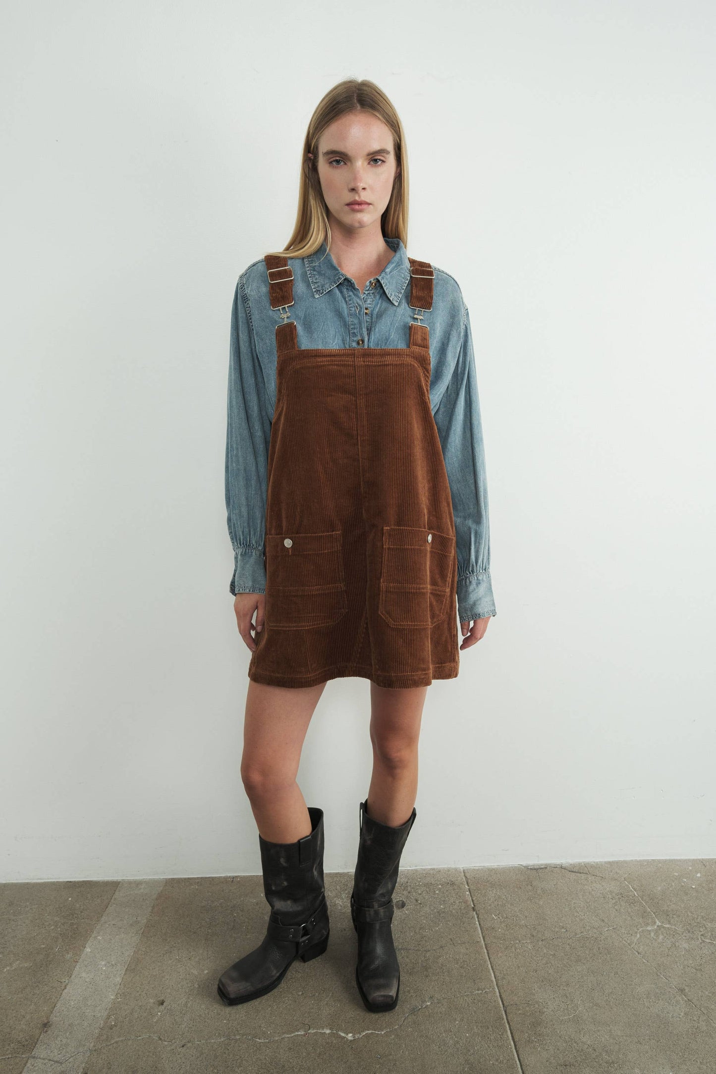 Aaron & Amber - CORDUROY OVERALL MINI DRESS