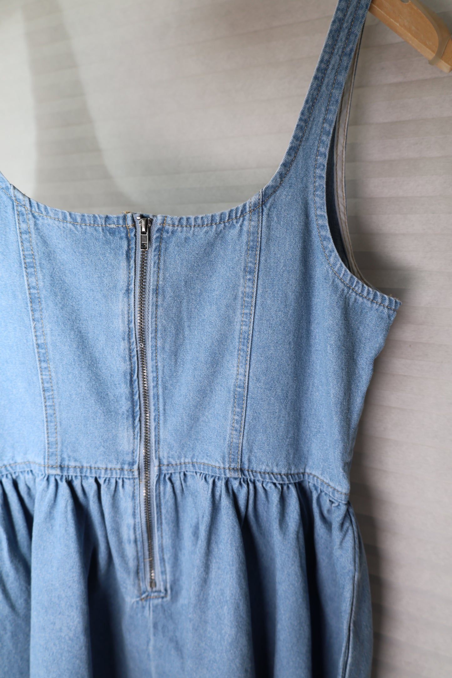 Hyfve - Square-neck Denim Mini Dress w/ Pockets