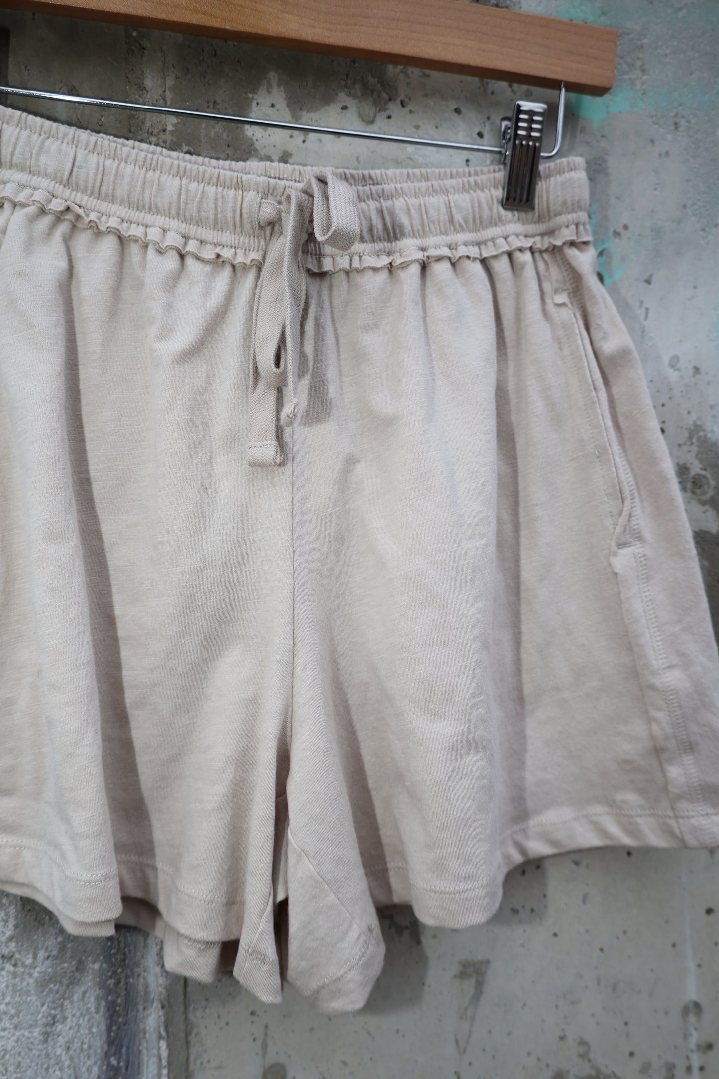 Rae Mode - Beige Cotton Drawstring Shorts