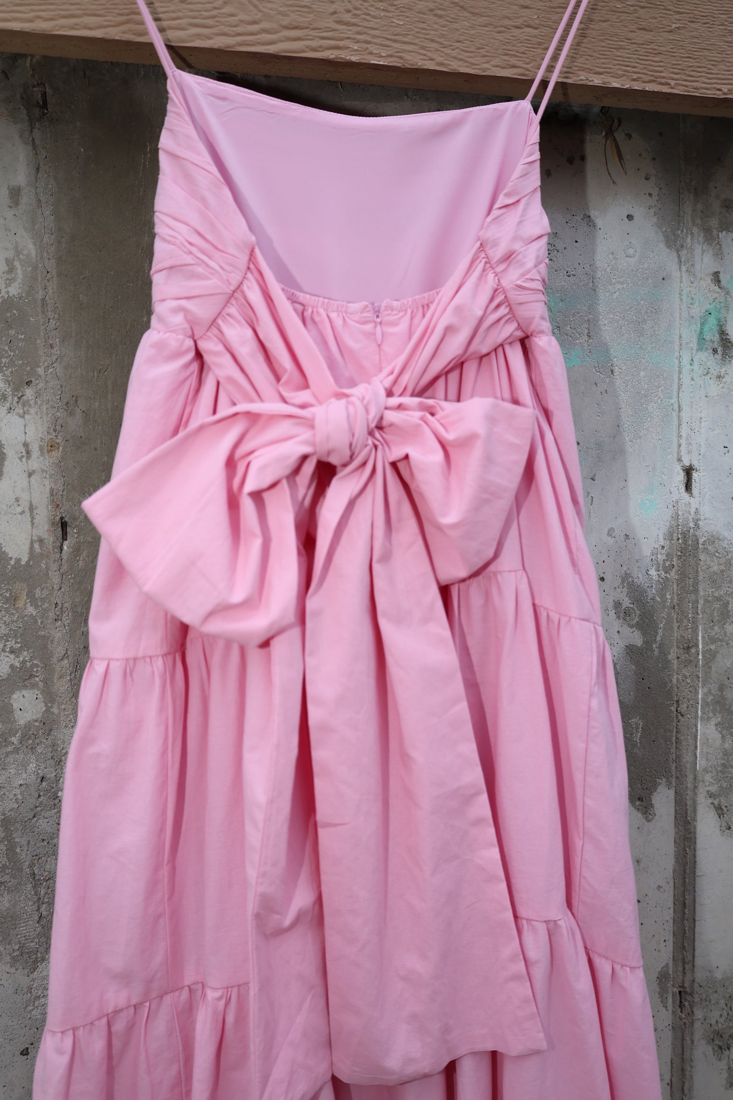 Storia - Pink Babydoll Layered Maxi Dress w/ Bow