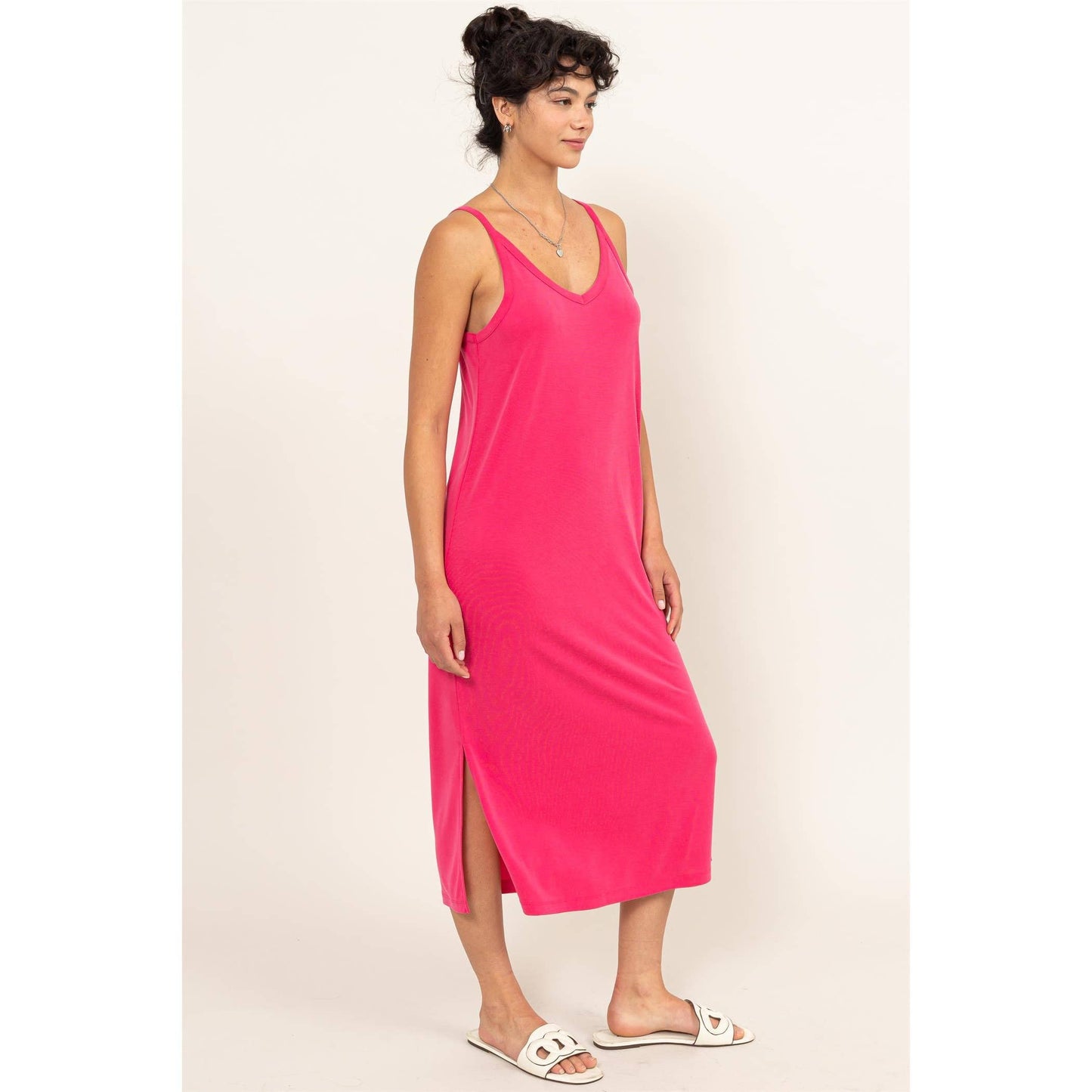 HYFVE-Soft V-Neck Midi Dress