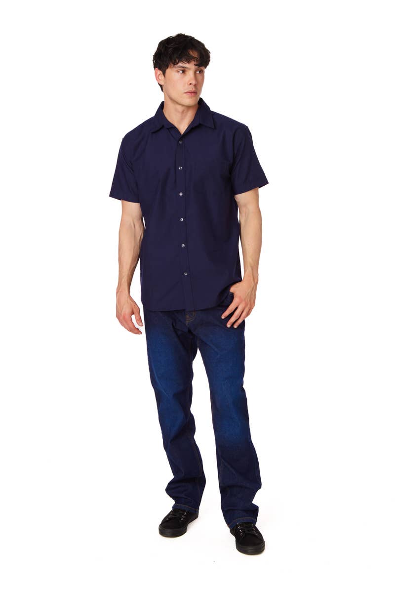 Hawk's Bay - Men's Solid Chambray Cotton Short Sleeve Shirts