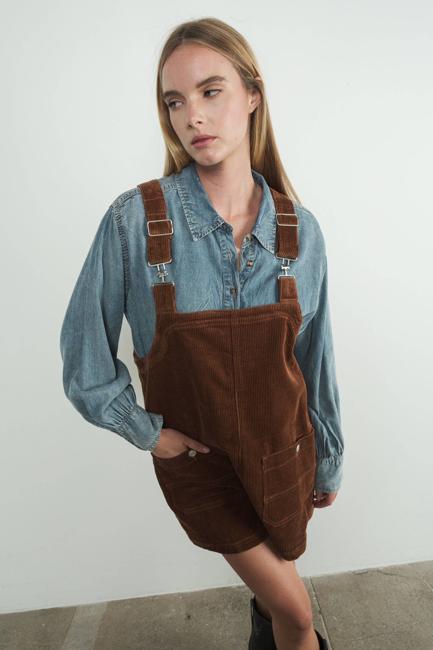 Aaron & Amber - CORDUROY OVERALL MINI DRESS