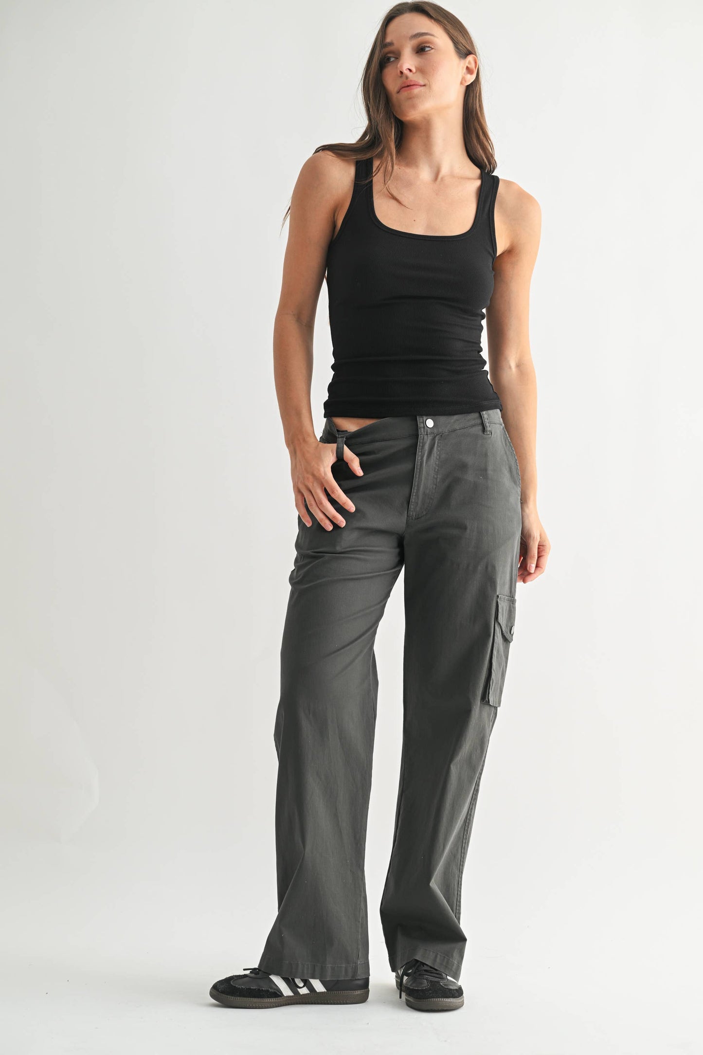 Mono B - Square Neck Ribbed Tank Top