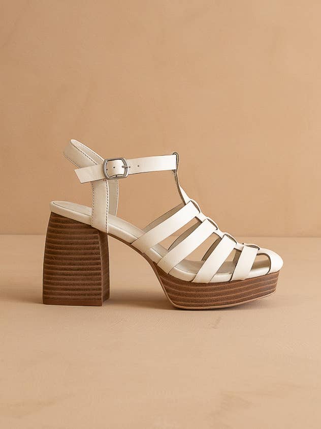 OASIS SOCIETY - The Hailee White | Gladiator Cage Platform Heels