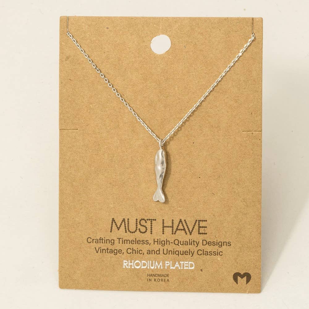 Fame Accessories - Gold Dipped Matte Finished Fish Pendant Necklace