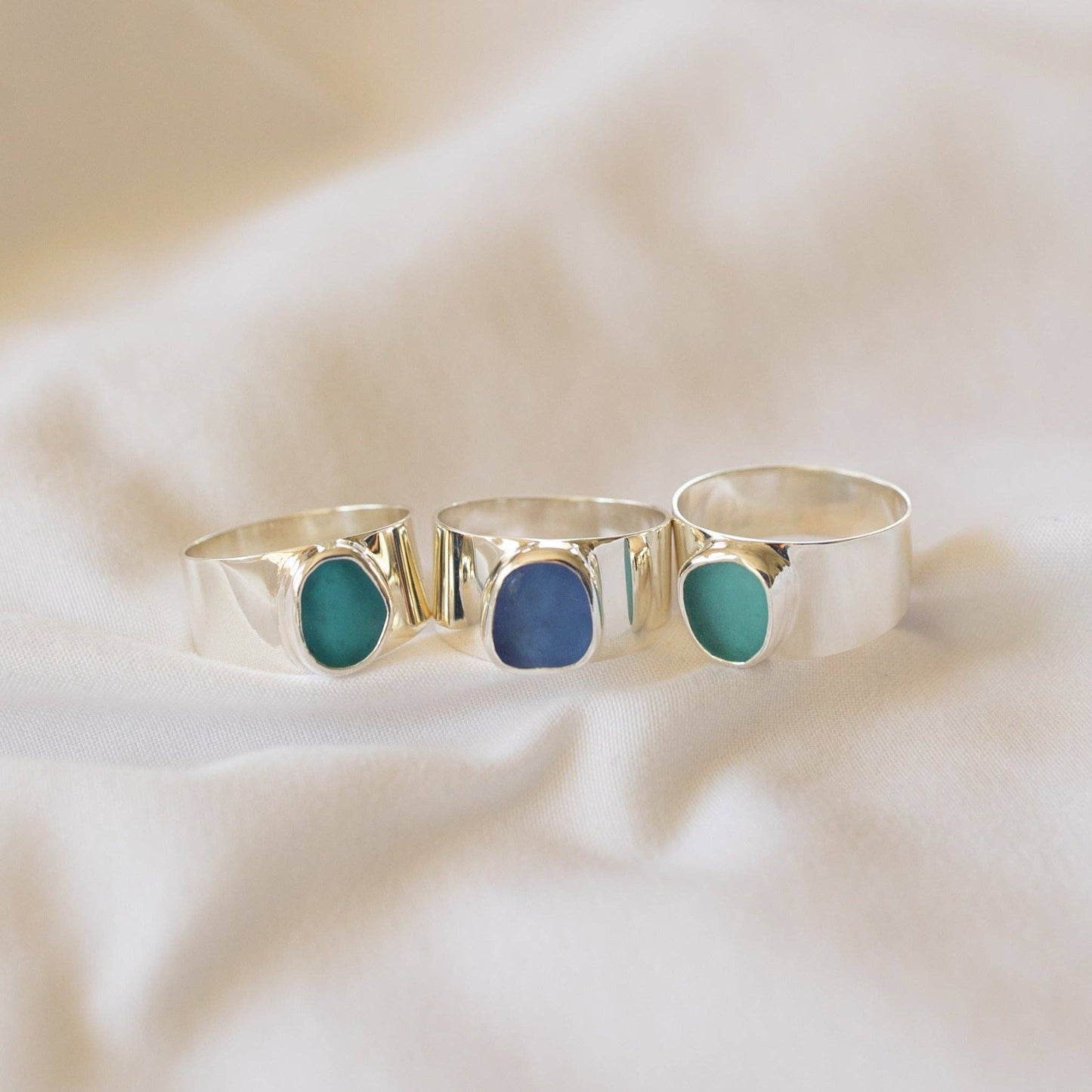 The Salty Gem - Blue Bold Sea Glass Band (Handmade)