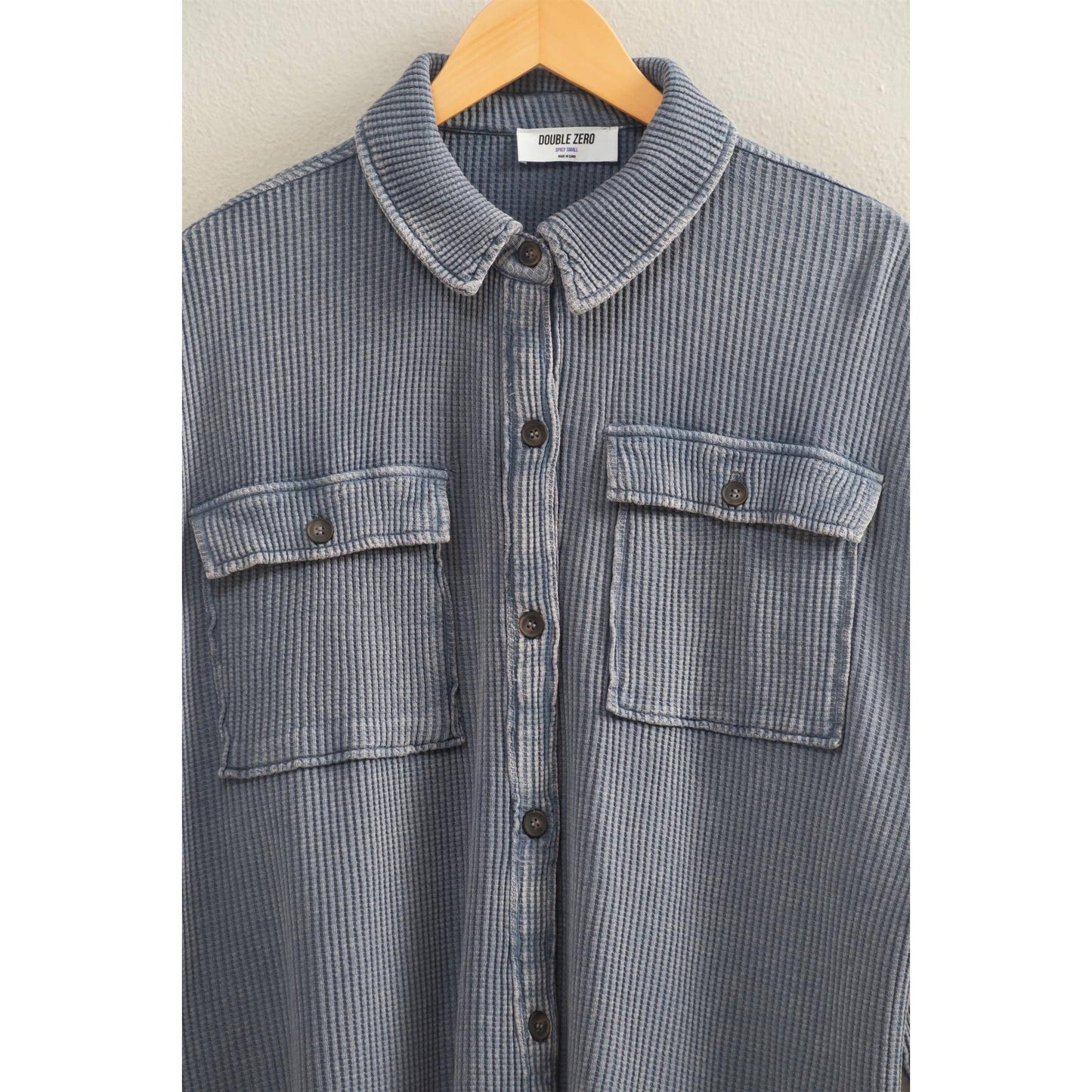 HYFVE - Oversized Mineral Washed Waffle Button Up Shacket