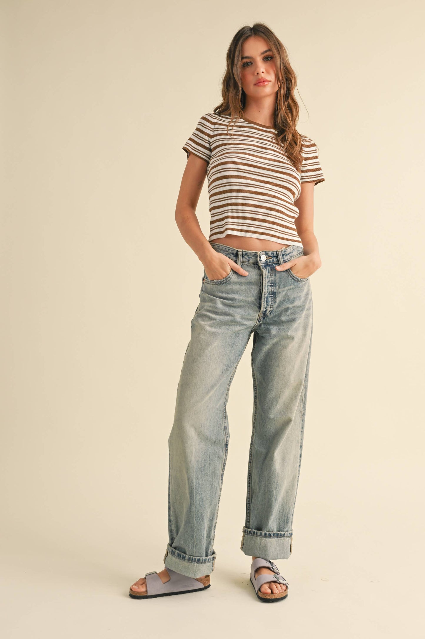 MIOU MUSE - STRIPED KNITTED TOP