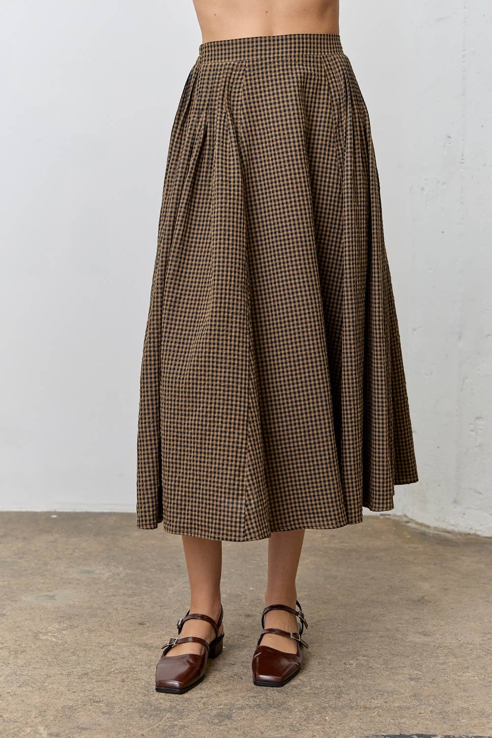 Polagram by Wellmade USA - GINGHAM MAXI SKIRT
