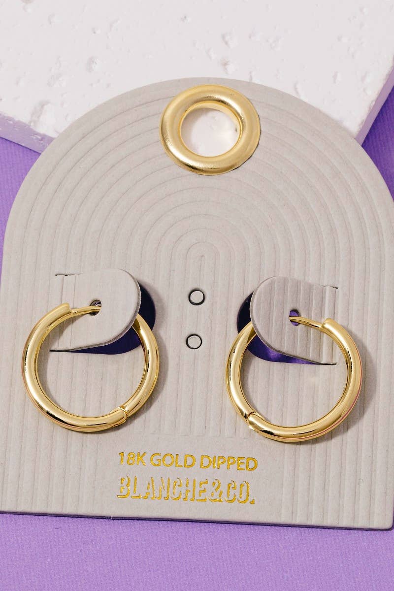 Fame Accessories - Gold Dipped Thin Tube Hinge Hoop Earrings