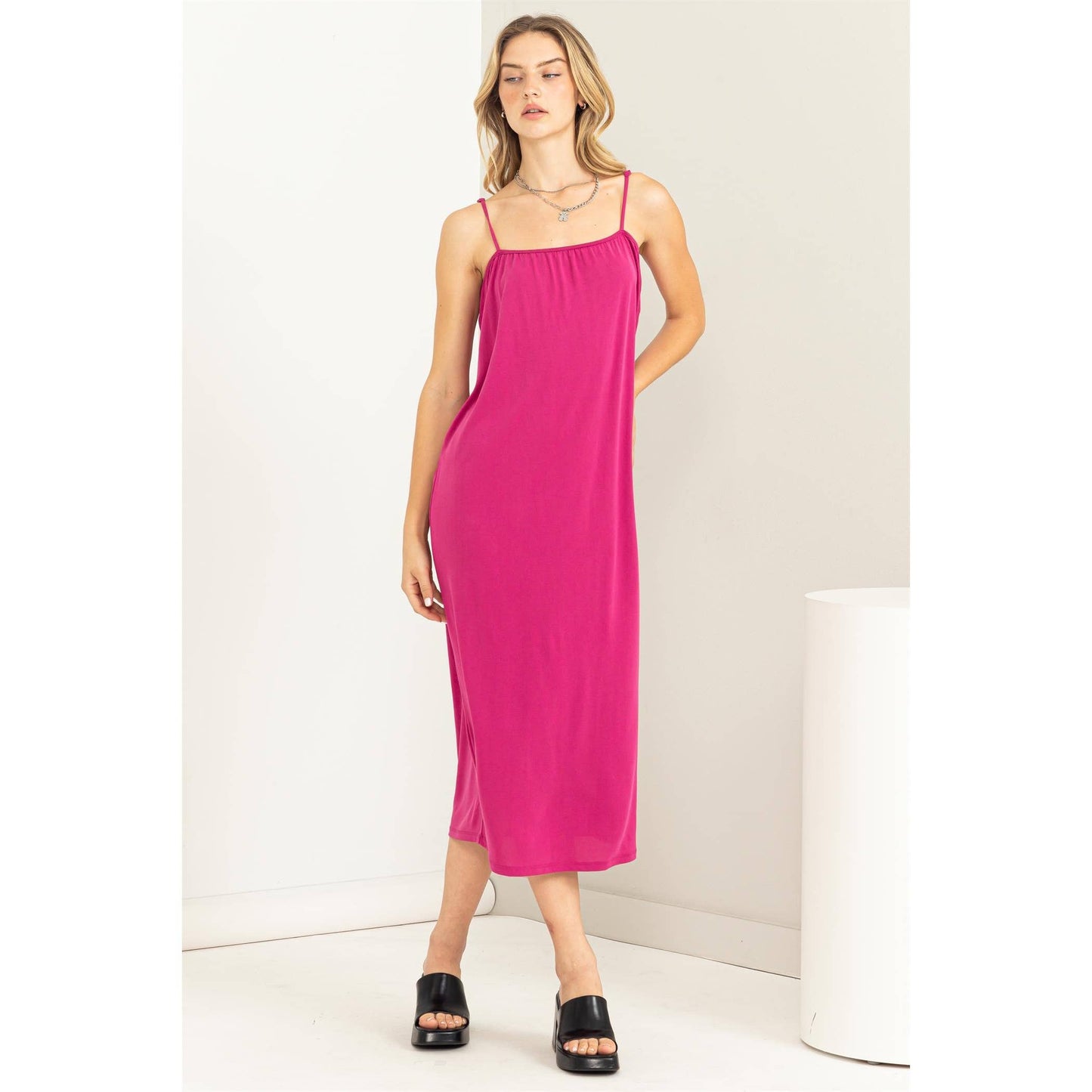 HYFVE-Tie-Back Square Neck Midi Dress