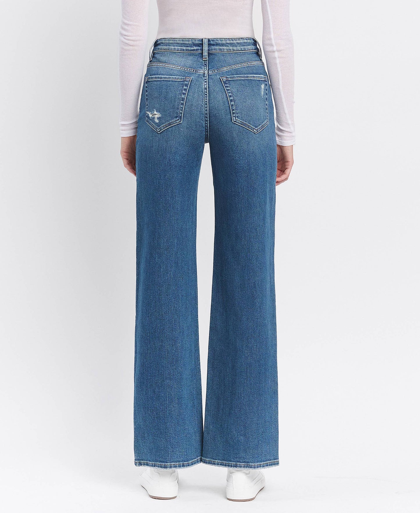 FLYING MONKEY - SUPER HIGH RISE MEDIUM DARK WASH WIDE LEG JEANS