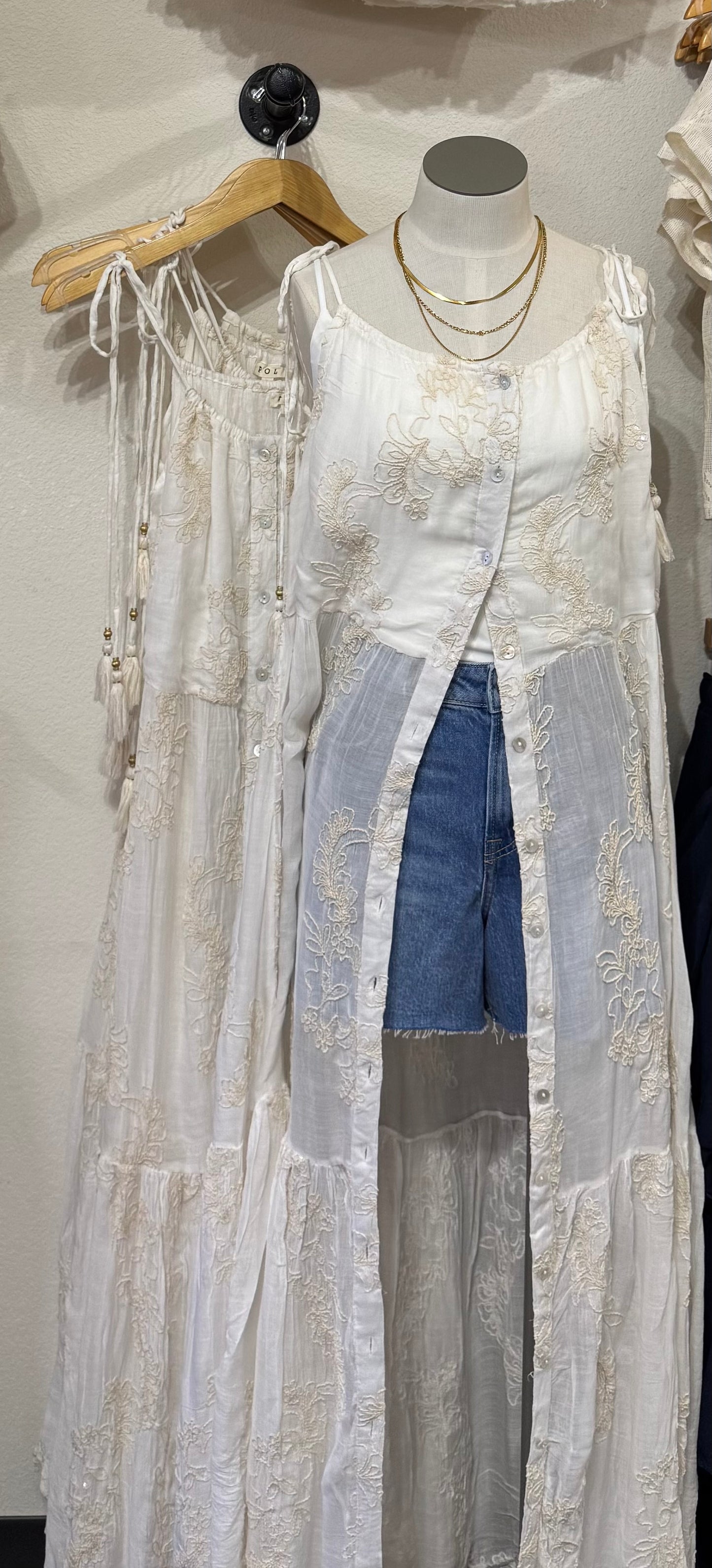 POL - Sleeveless Full Button-front Cotton Maxi Dress