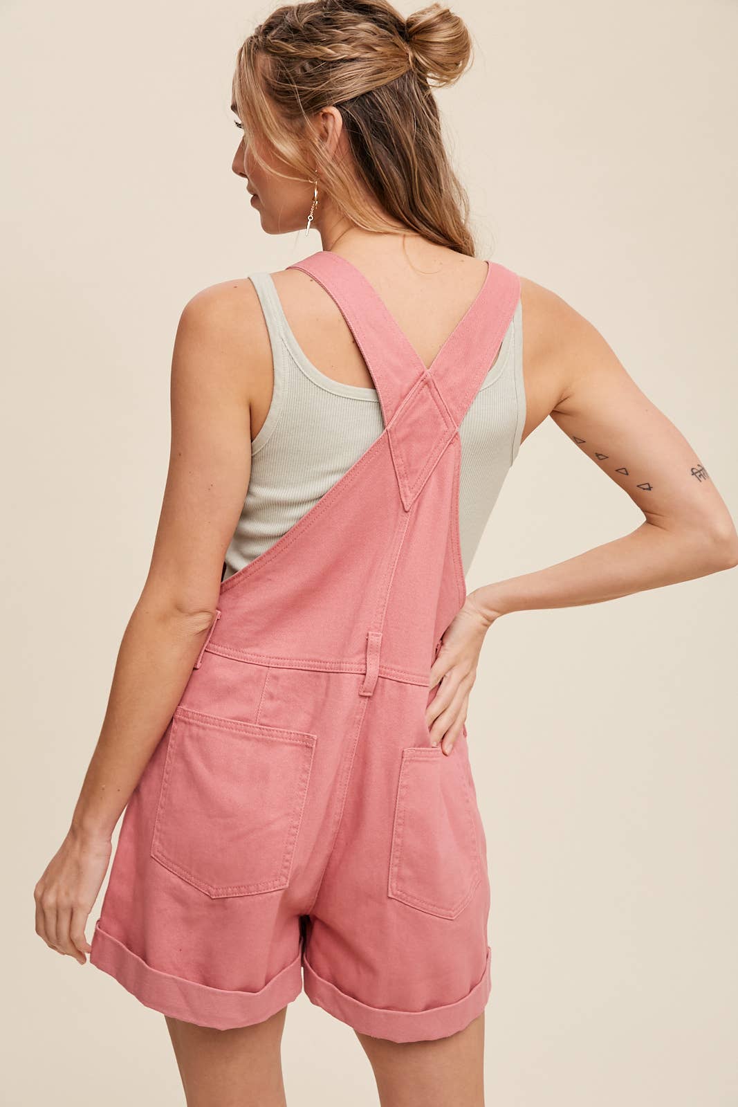 Listicle - Washed Cotton Twill Short Overalls