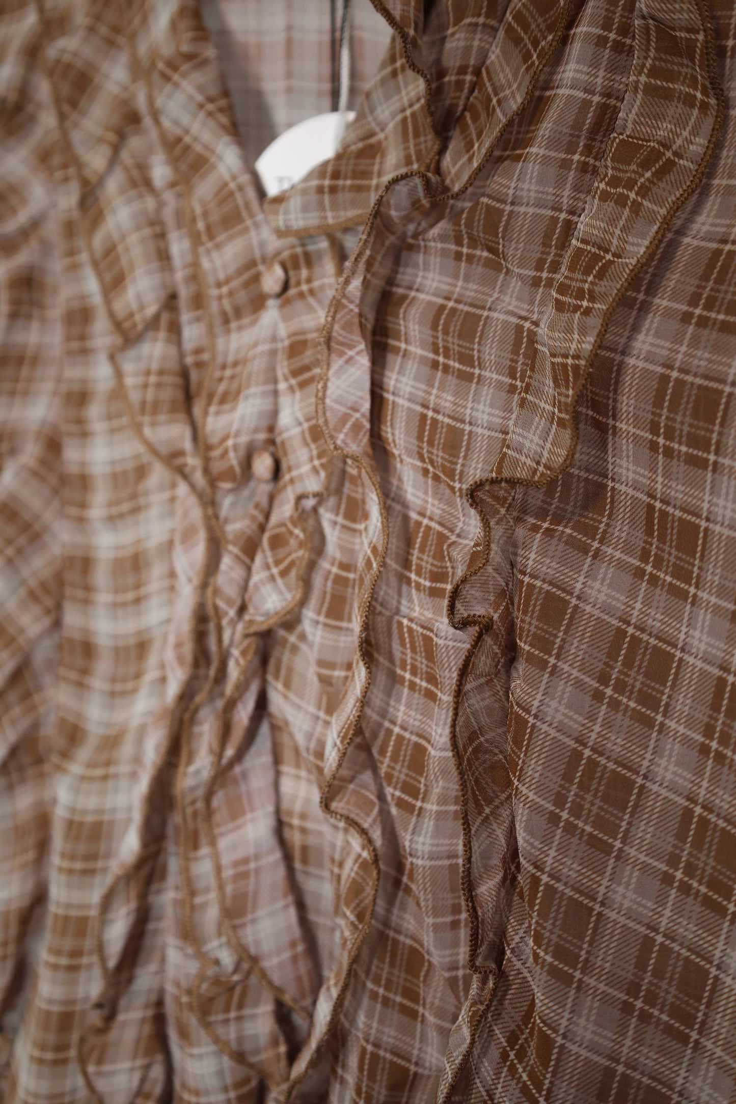 Mustard Seed - Ruffle Long Sleeve Plaid Top