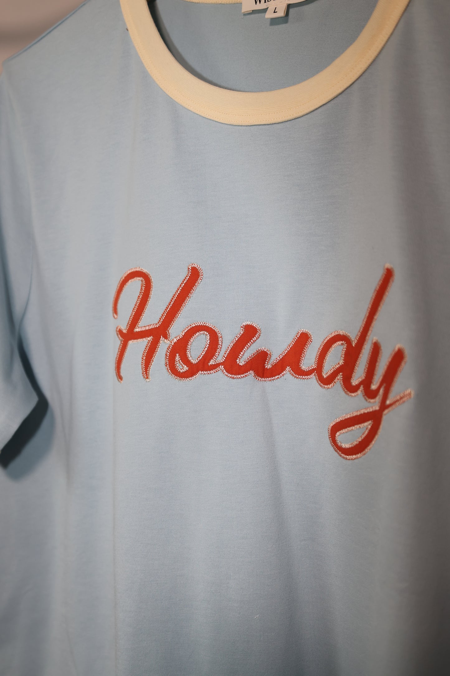 Wishlist - Blue/Red Howdy Embroidered Tee