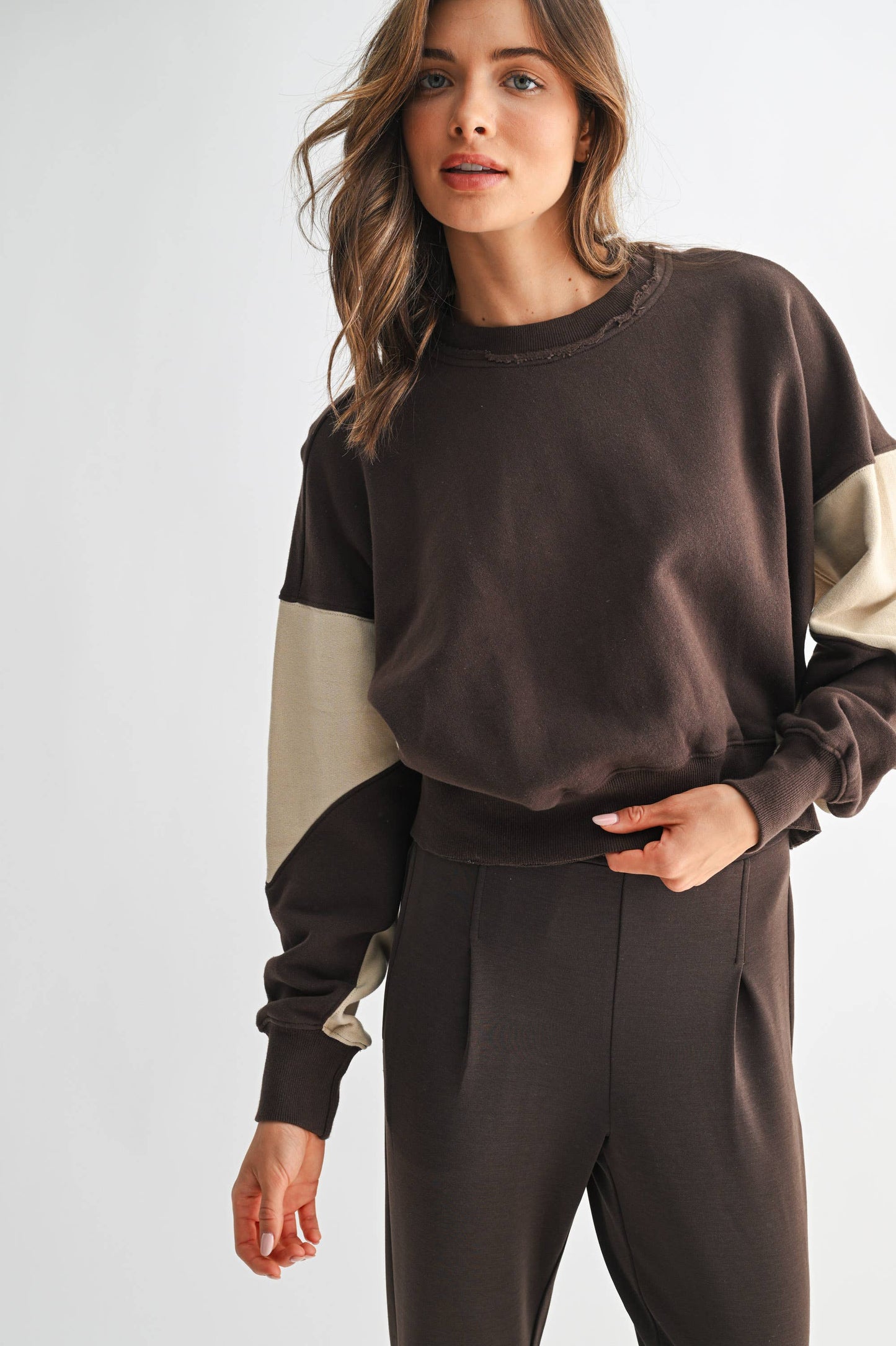 Mono B - Vintage Vibes Color Block Sweatshirt