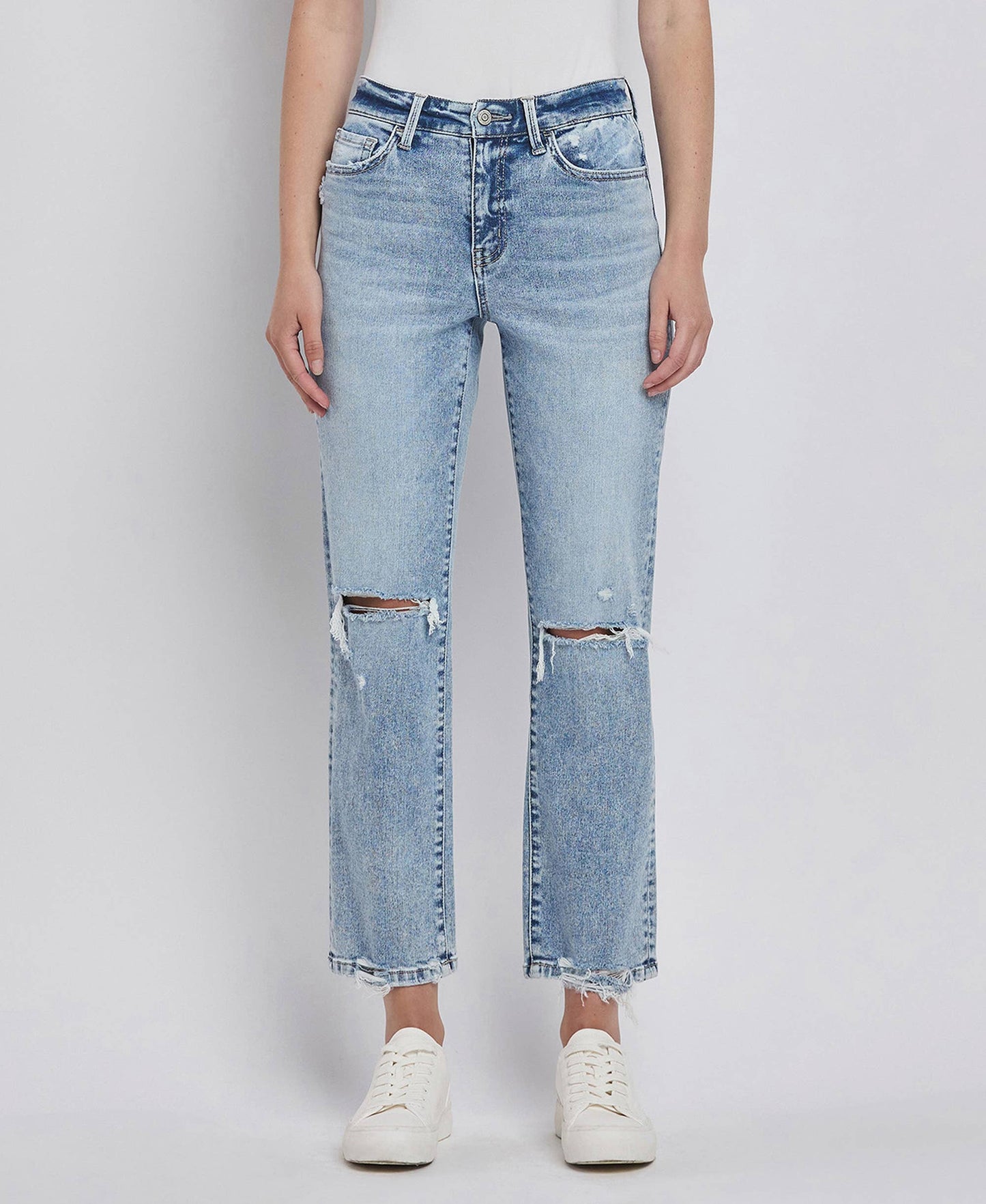 FLYING MONKEY - HIGH RISE DISTRESSED STRAIGHT JEANS