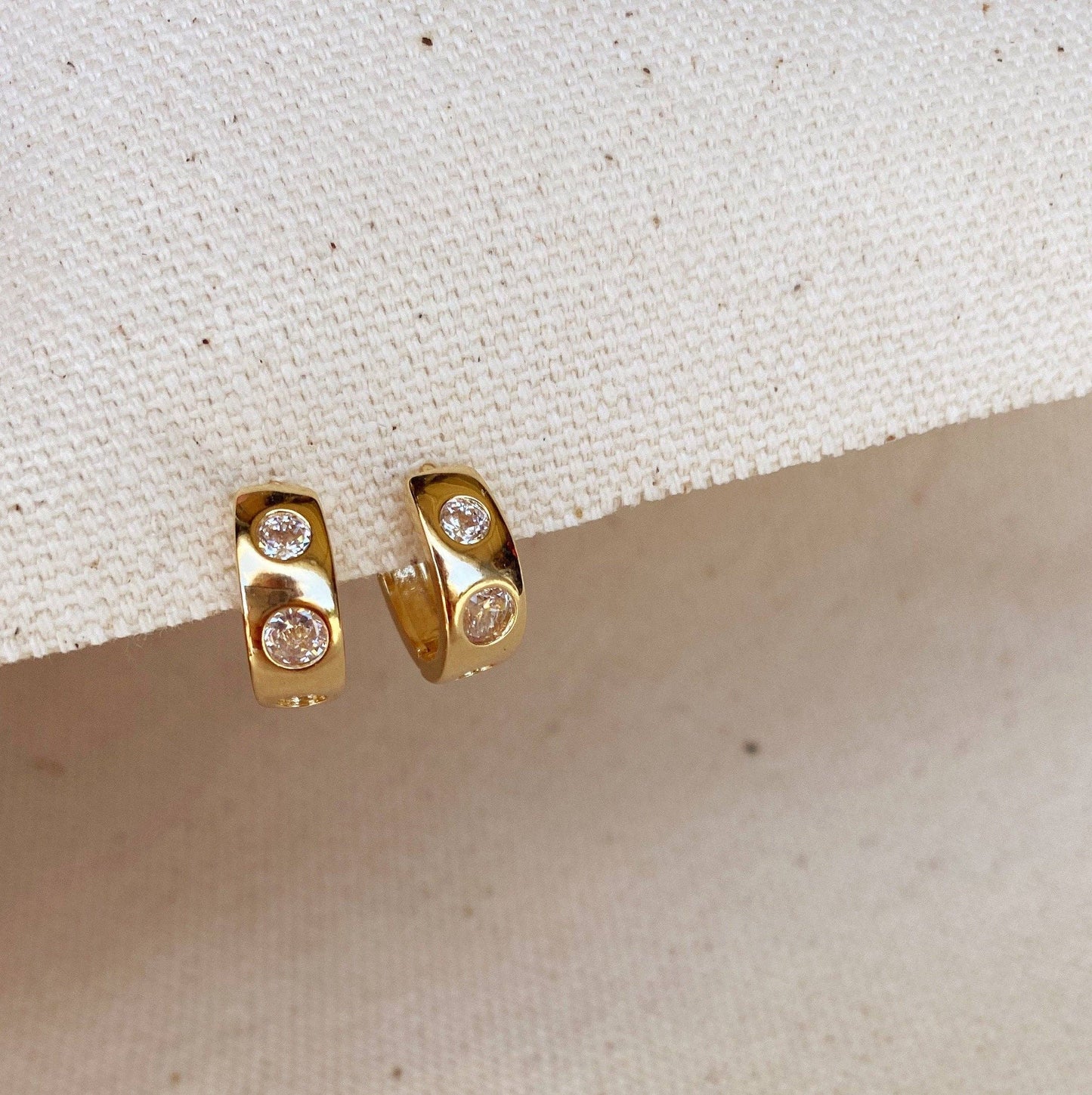 GoldFi - 18k Gold Filled Huggie CZ Hoop Earrings