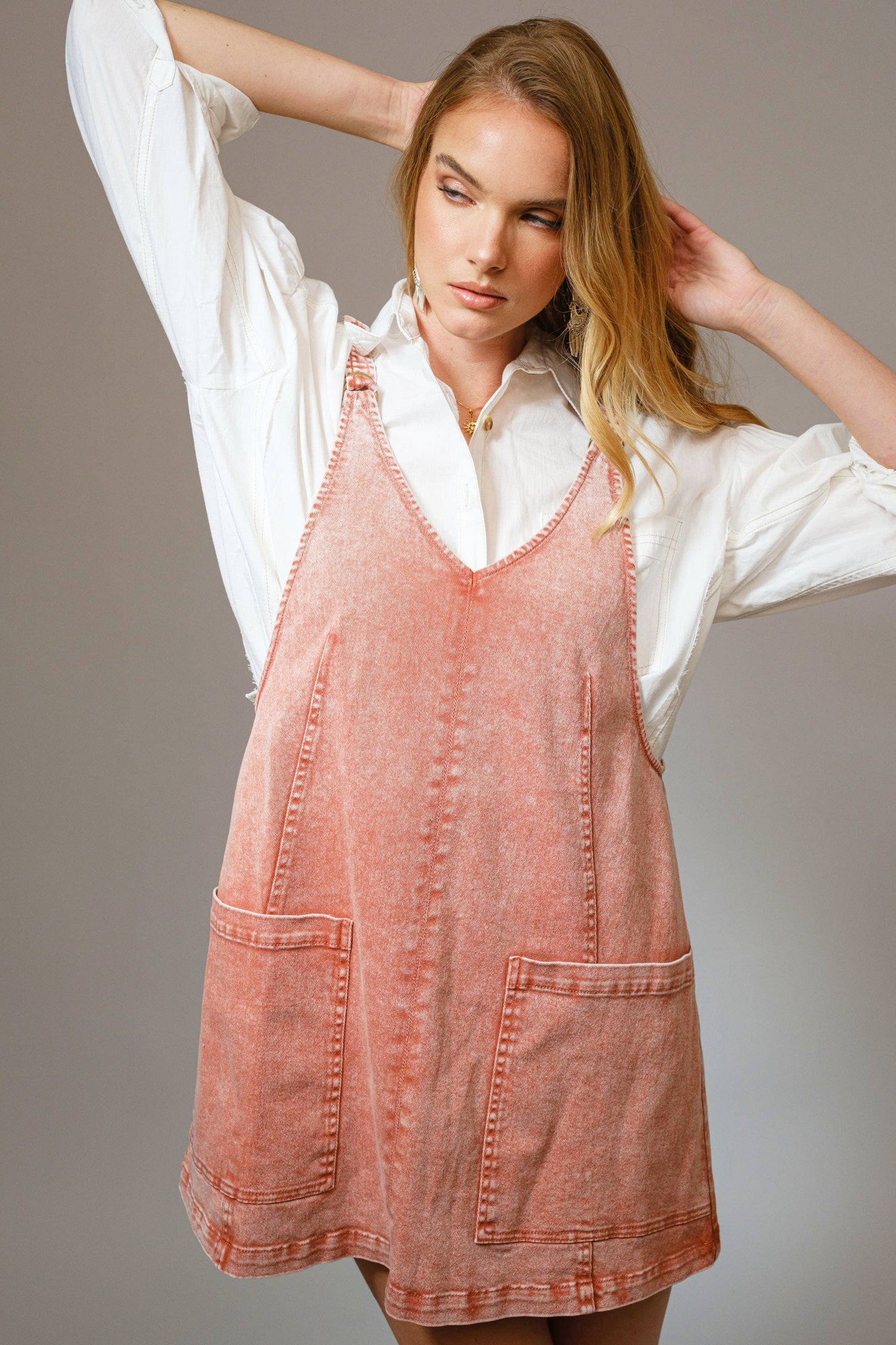 Blue B - Garment Washed Denim Overall Dress