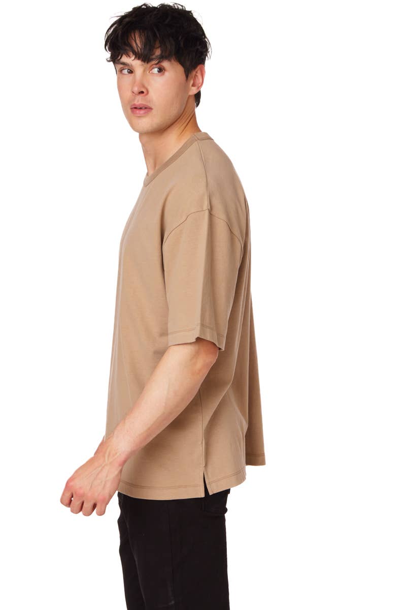 Hawk's Bay - Men's Oversized Cotton Short Sleeve T-Shirt Sand