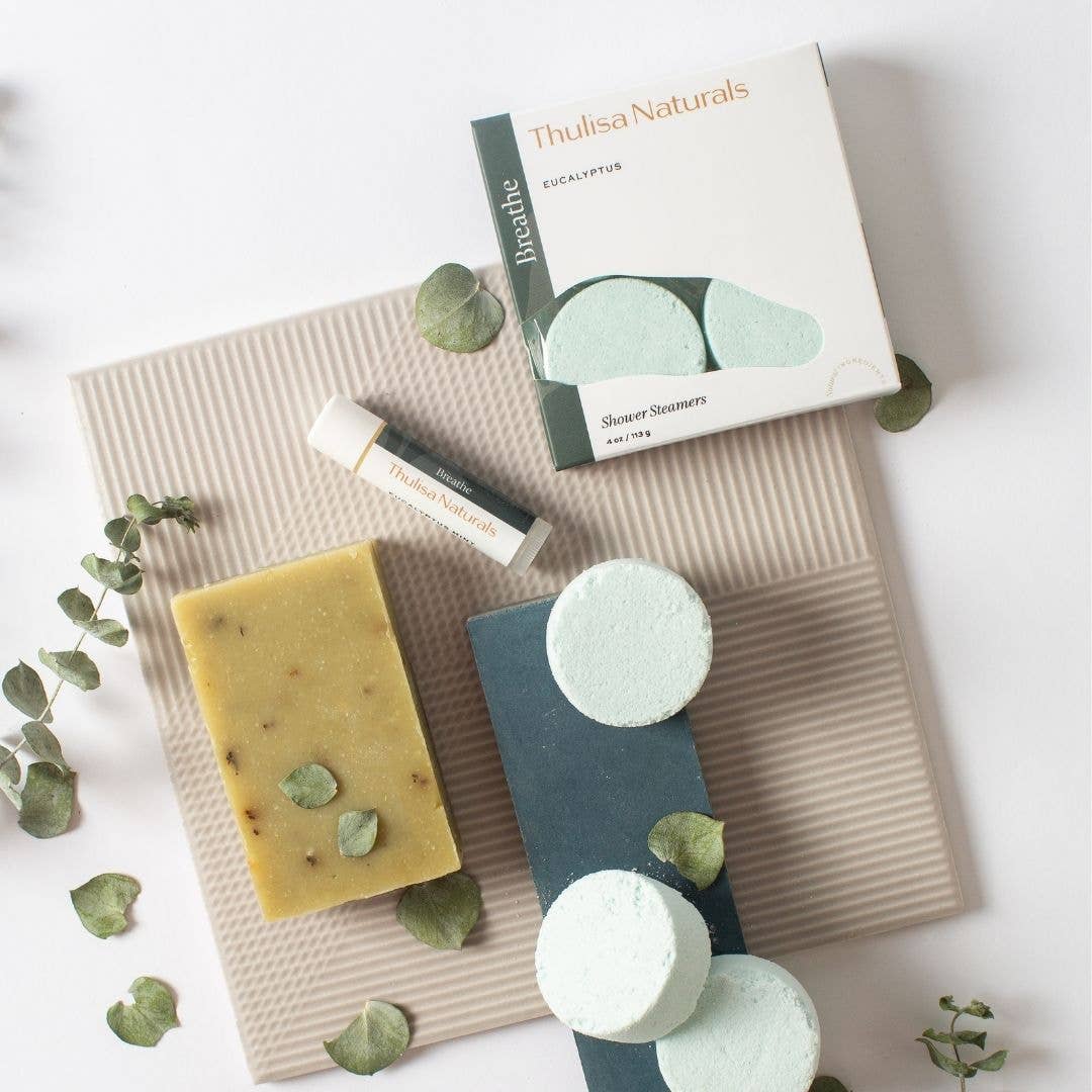 Thulisa Naturals | Bath + Body - Aromatherapy Eucalyptus Shower Steamers | 4-Pack Gift Set