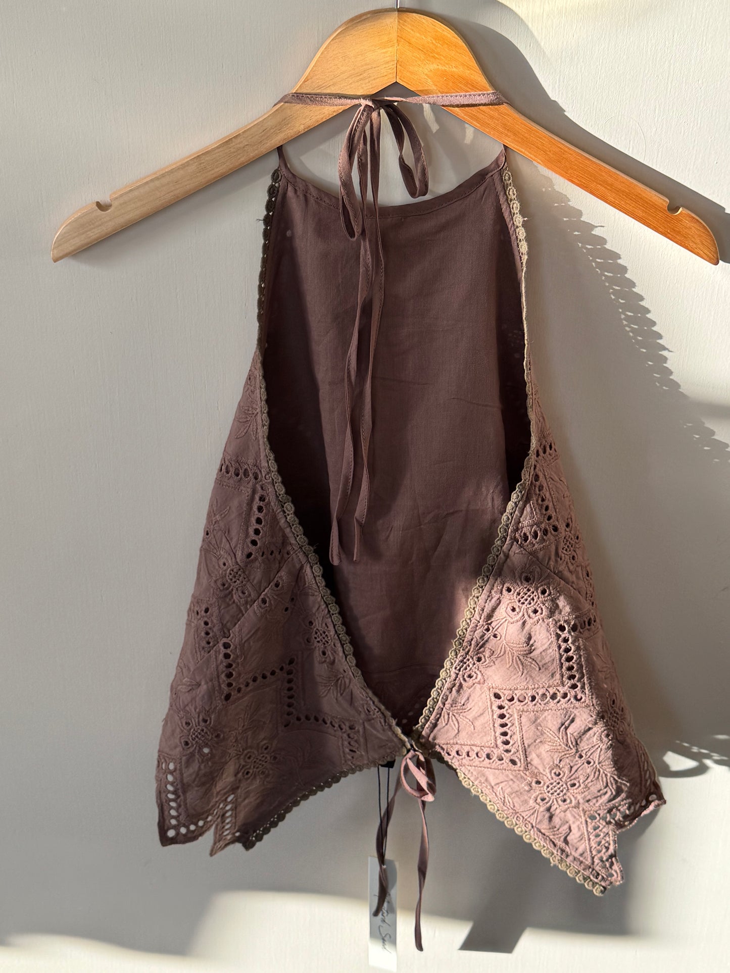 Mustard Seed - Embroidered Eyelet Open-back Halter-neck Top