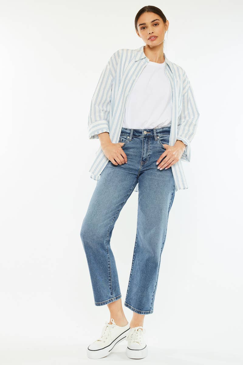 Kan Can USA - OPEN PACK HIGH RISE TRUE STRAIGHT JEANS Crop